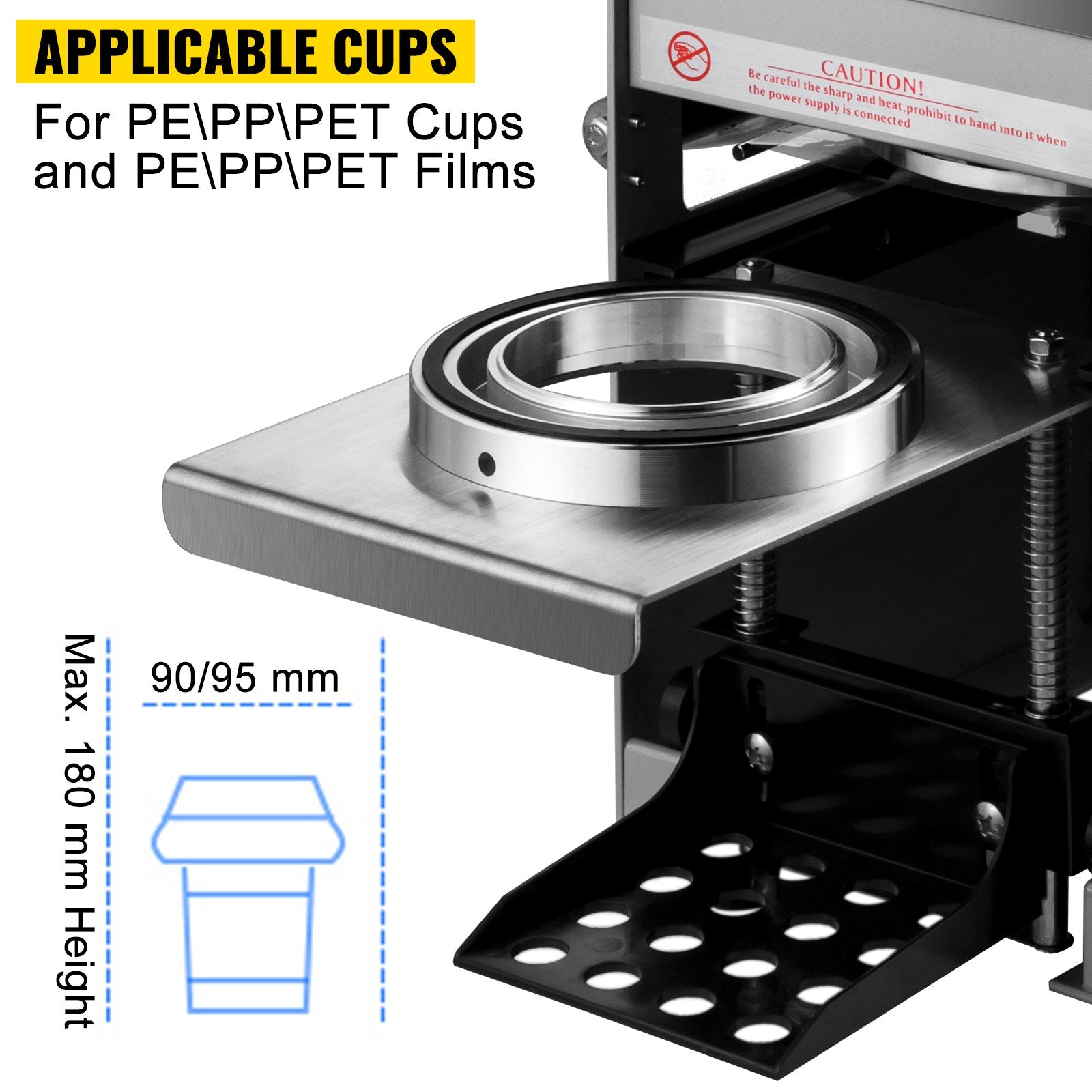 Food Storage: VEVOR Semi-automatic Cup Sealing Machine Cup Sealer Silver 300-500 Cups/Hour