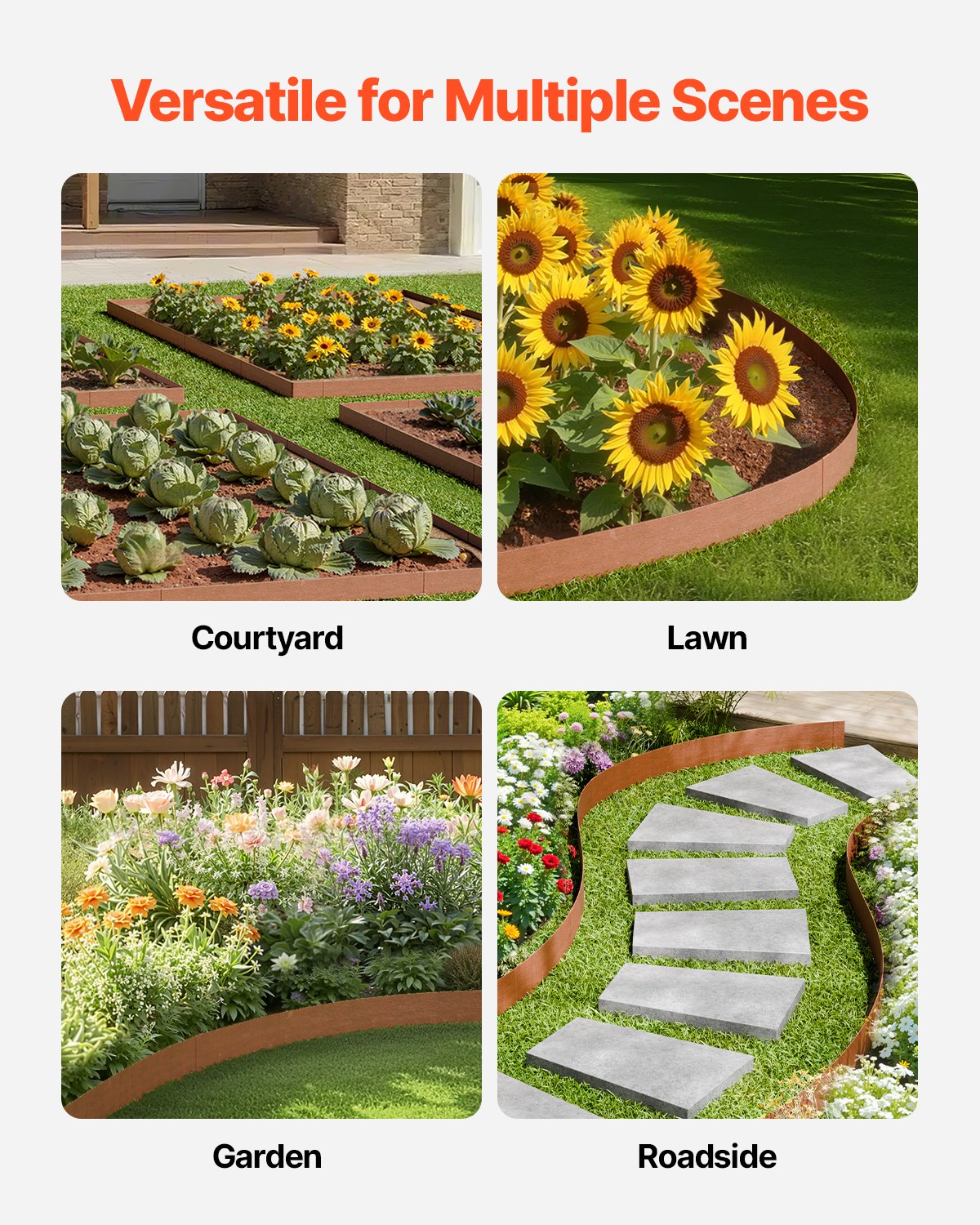 Laundry Cleaning Supplies: VEVOR Steel Landscape Edging, 10 Packs 40 x 4.5 in Weather-Resistant & Pre-Rust Metal Landscape Edging, Bendable Garden Edging Border, Heavy Duty Lawn Edging, Flower Bed Yard Pathway Divider