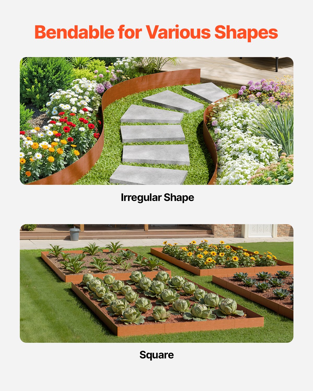 Laundry Cleaning Supplies: VEVOR Steel Landscape Edging, 6 Packs 40 x 6 in Weather-Resistant & Pre-Rust Metal Landscape Edging, Bendable Garden Edging Border, Heavy Duty Lawn Edging, Flower Bed Yard Pathway Divider