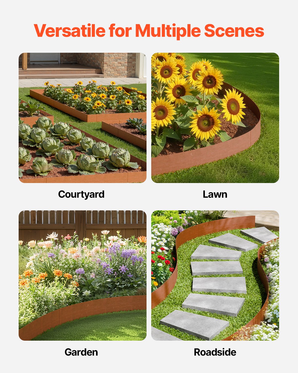 Laundry Cleaning Supplies: VEVOR Steel Landscape Edging, 6 Packs 40 x 6 in Weather-Resistant & Pre-Rust Metal Landscape Edging, Bendable Garden Edging Border, Heavy Duty Lawn Edging, Flower Bed Yard Pathway Divider