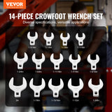Basketball & Basketball Accessories: VEVOR Crowfoot Wrench Set, 1/2" Drive 14-Piece SAE (1-1/16" - 2") Crows Foot Wrench Set with Storage Tray, 40CR Material with Laser Etched Sizing, for Mechanical Maintenance or Repairs