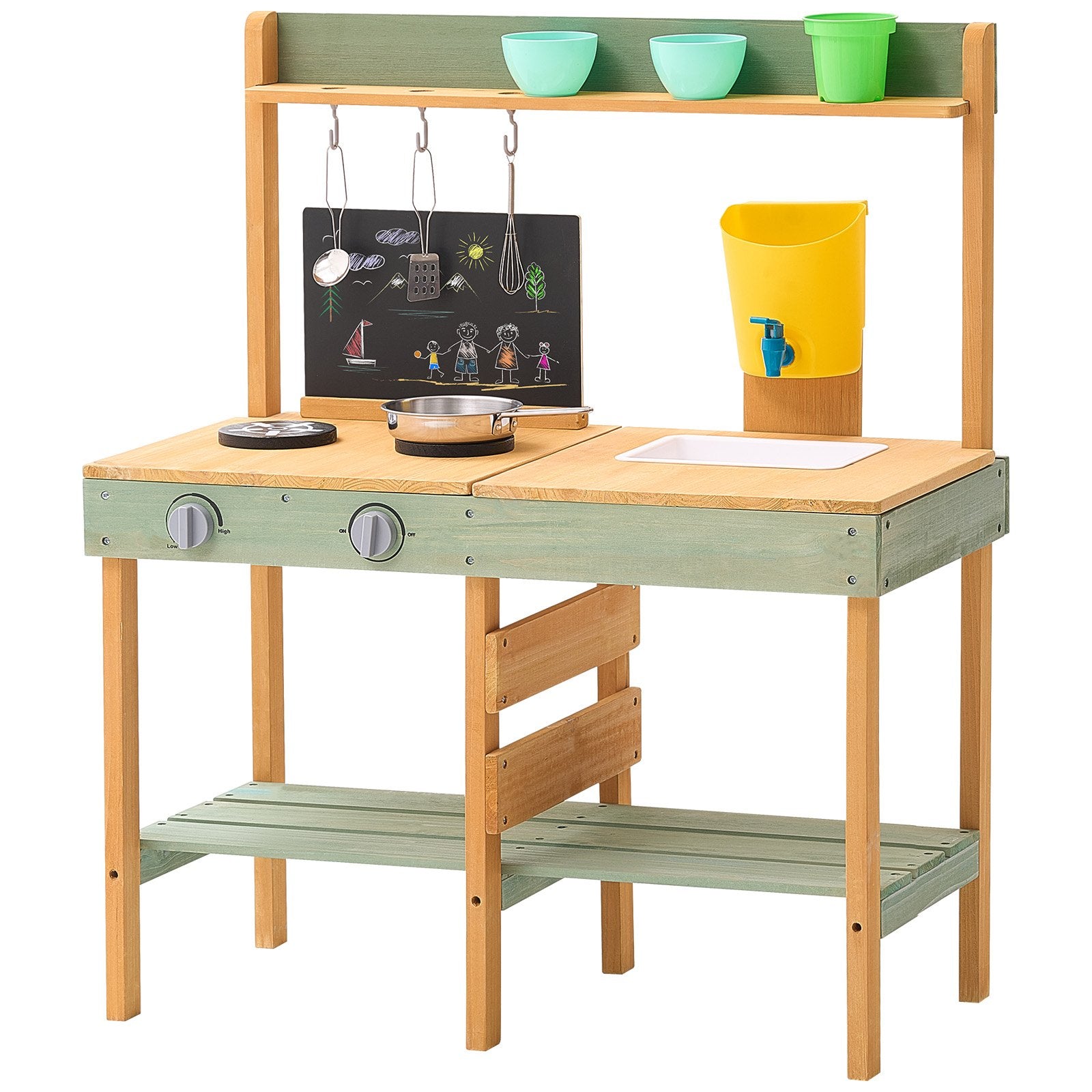 Pretend Play: VEVOR Wooden Mud Kitchen Outdoor Toy Play Kitchen Set for Kids Pretend Playset