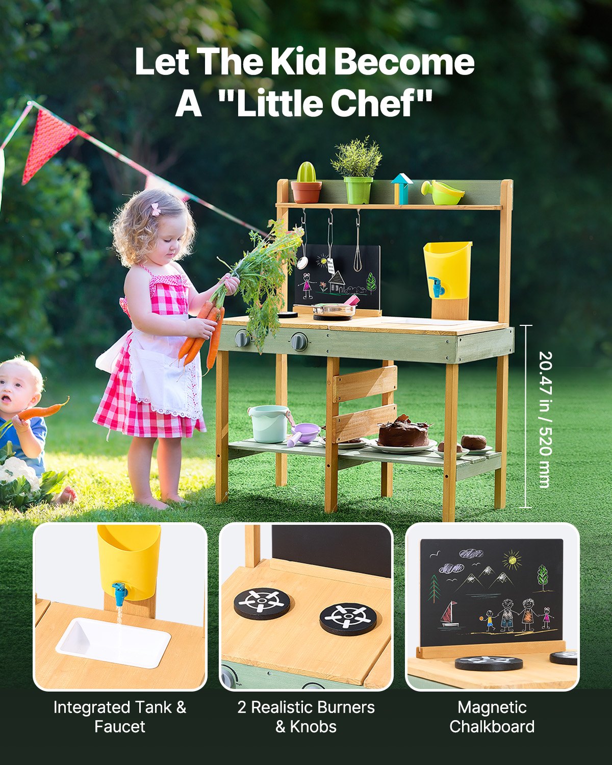 Pretend Play: VEVOR Wooden Mud Kitchen Outdoor Toy Play Kitchen Set for Kids Pretend Playset