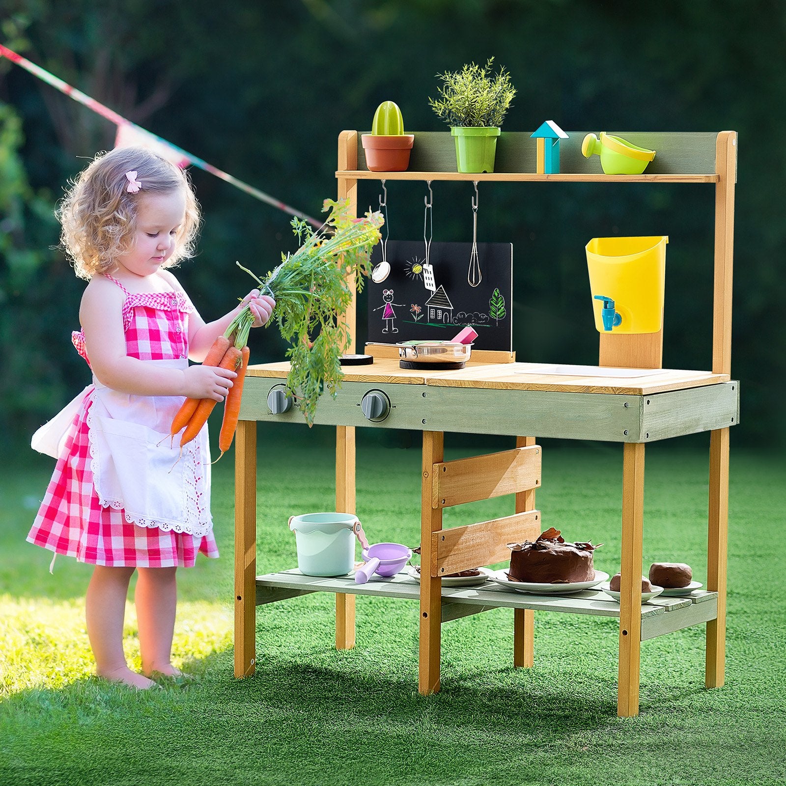 Pretend Play: VEVOR Wooden Mud Kitchen Outdoor Toy Play Kitchen Set for Kids Pretend Playset