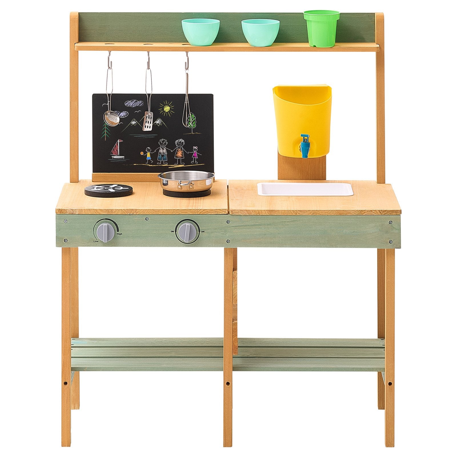 Pretend Play: VEVOR Wooden Mud Kitchen Outdoor Toy Play Kitchen Set for Kids Pretend Playset