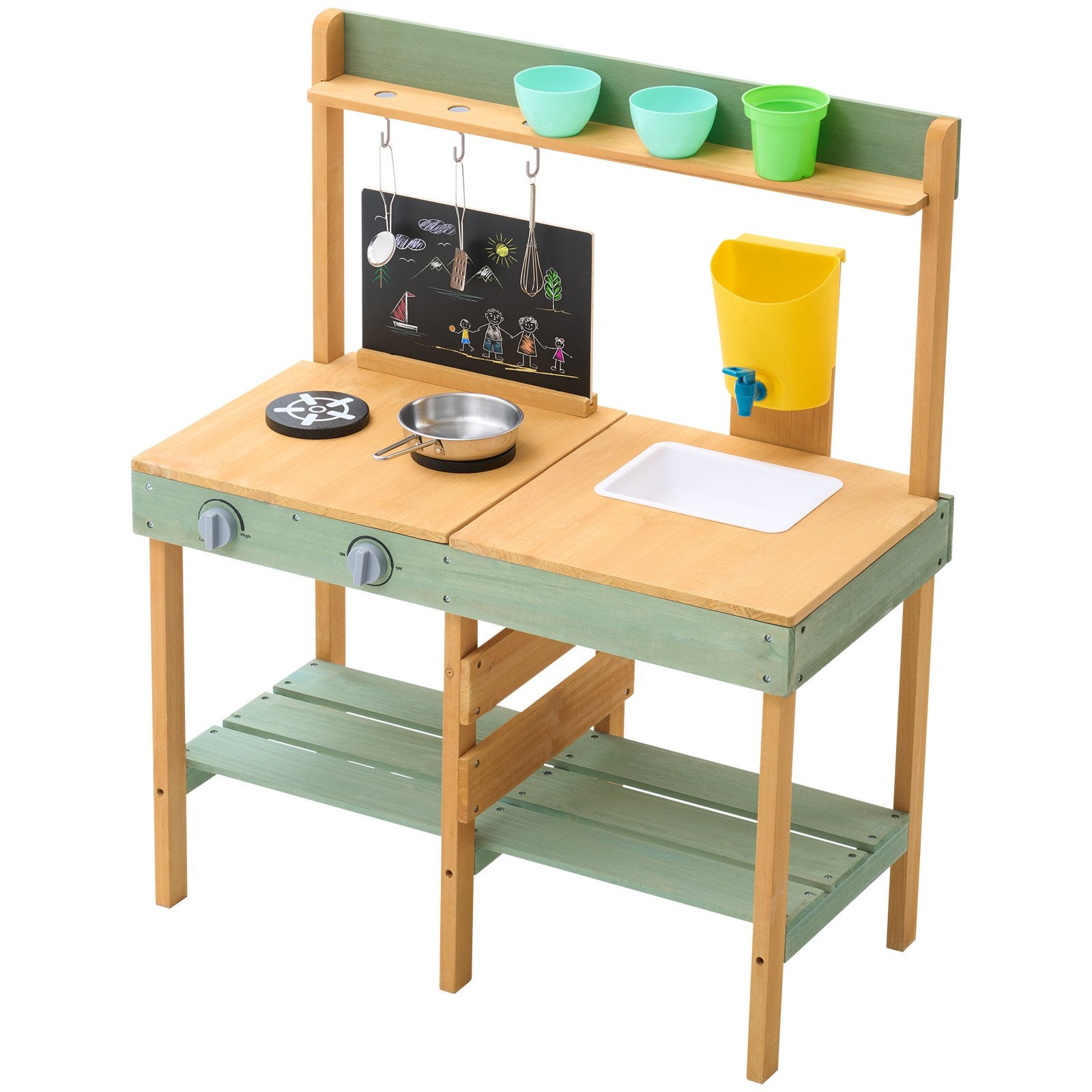 Pretend Play: VEVOR Wooden Mud Kitchen Outdoor Toy Play Kitchen Set for Kids Pretend Playset