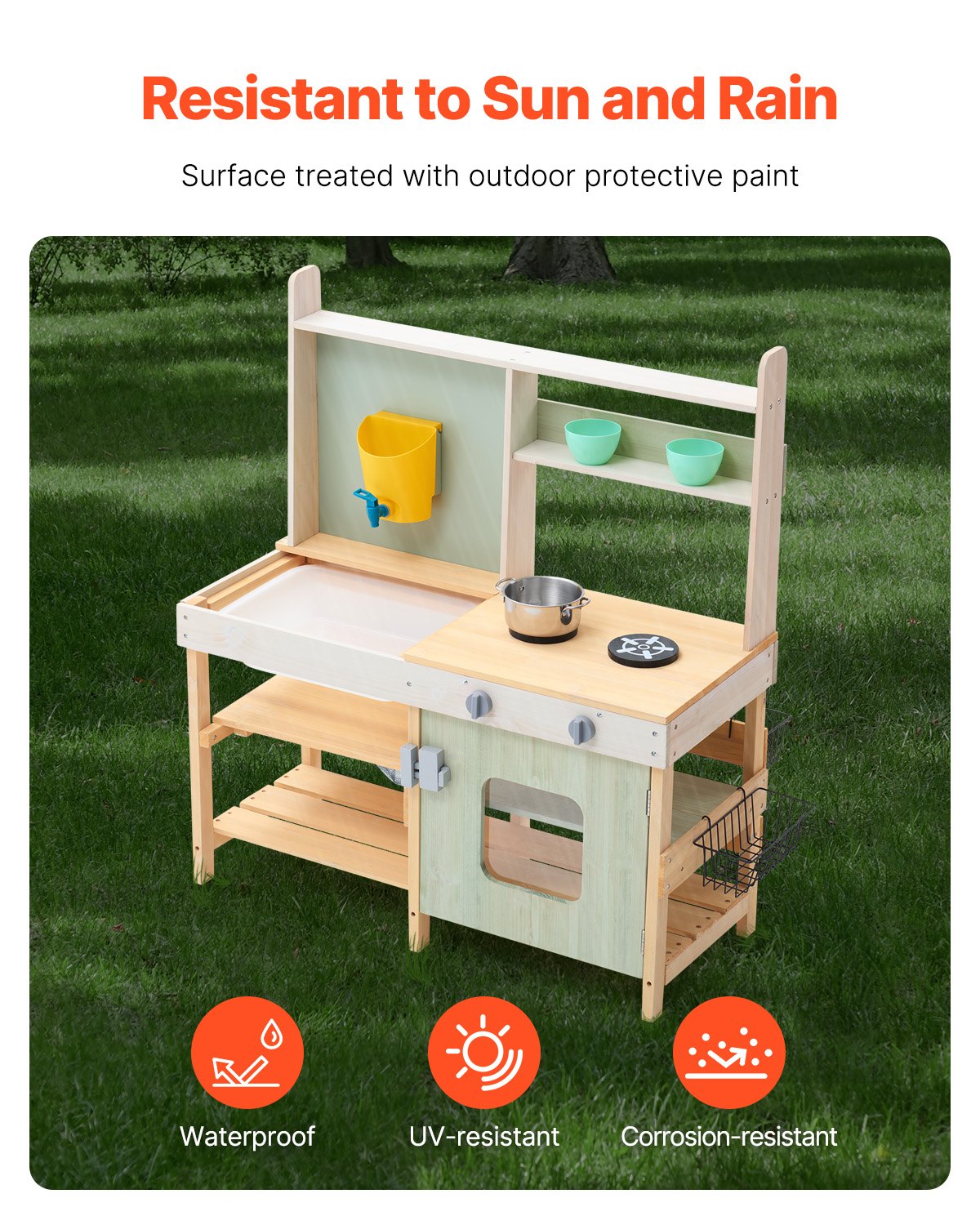 Pretend Play: VEVOR Wooden Mud Kitchen Outdoor Toy Play Kitchen Set for Kids Pretend Playset