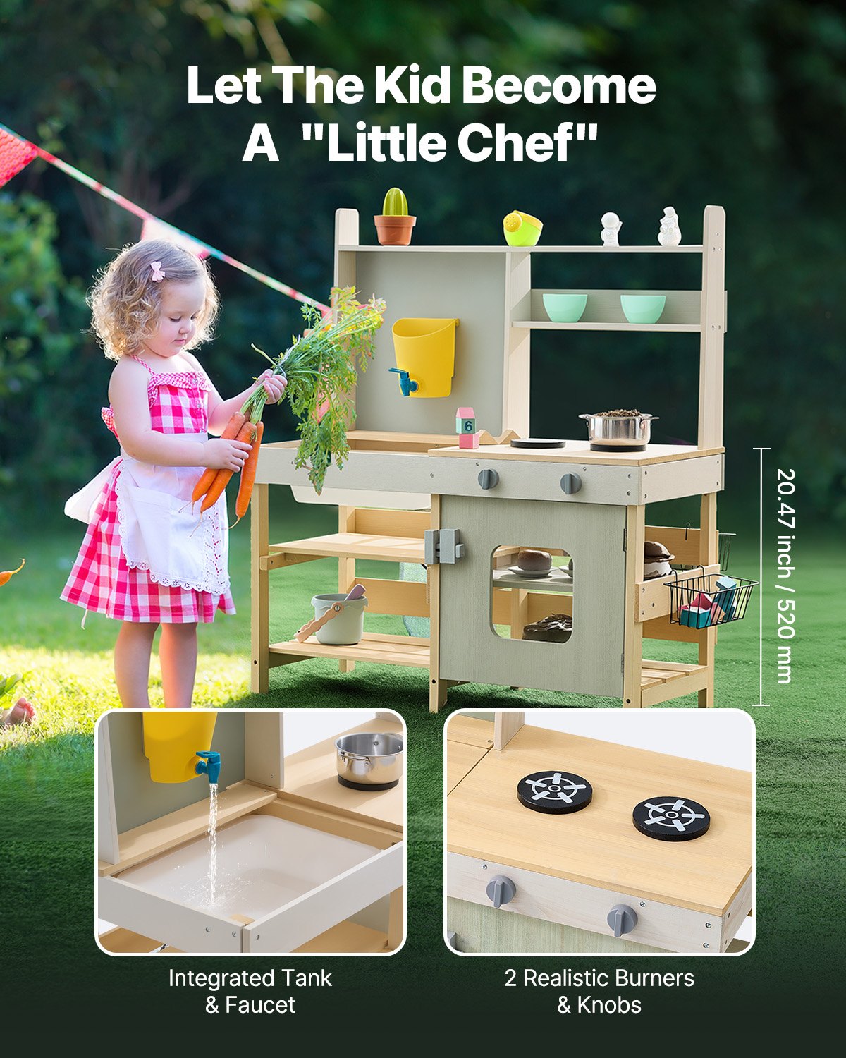 Pretend Play: VEVOR Wooden Mud Kitchen Outdoor Toy Play Kitchen Set for Kids Pretend Playset