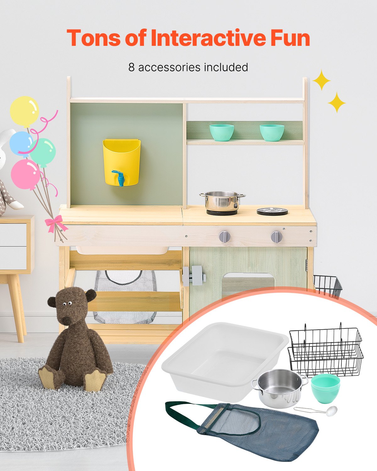 Pretend Play: VEVOR Wooden Mud Kitchen Outdoor Toy Play Kitchen Set for Kids Pretend Playset
