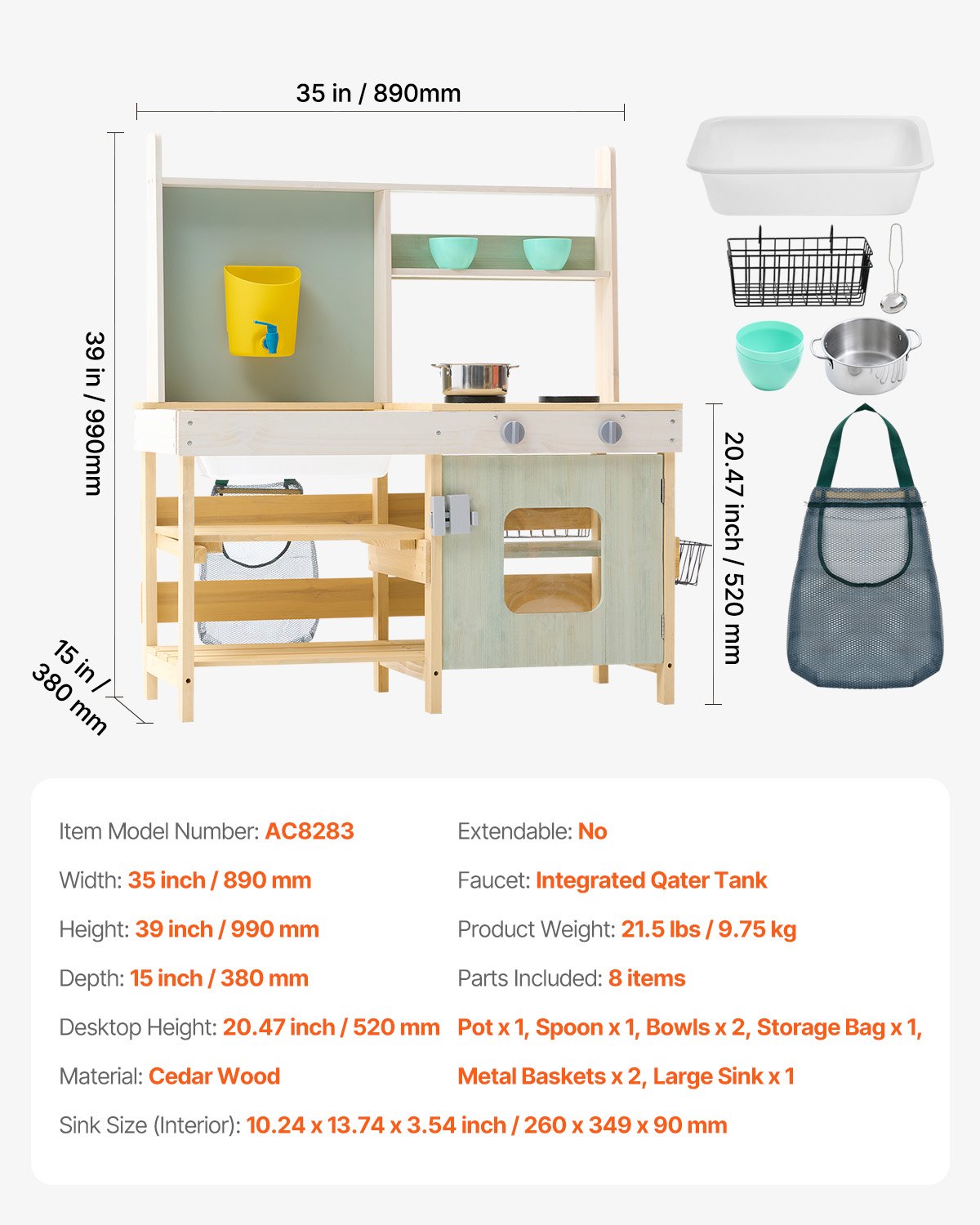 Pretend Play: VEVOR Wooden Mud Kitchen Outdoor Toy Play Kitchen Set for Kids Pretend Playset
