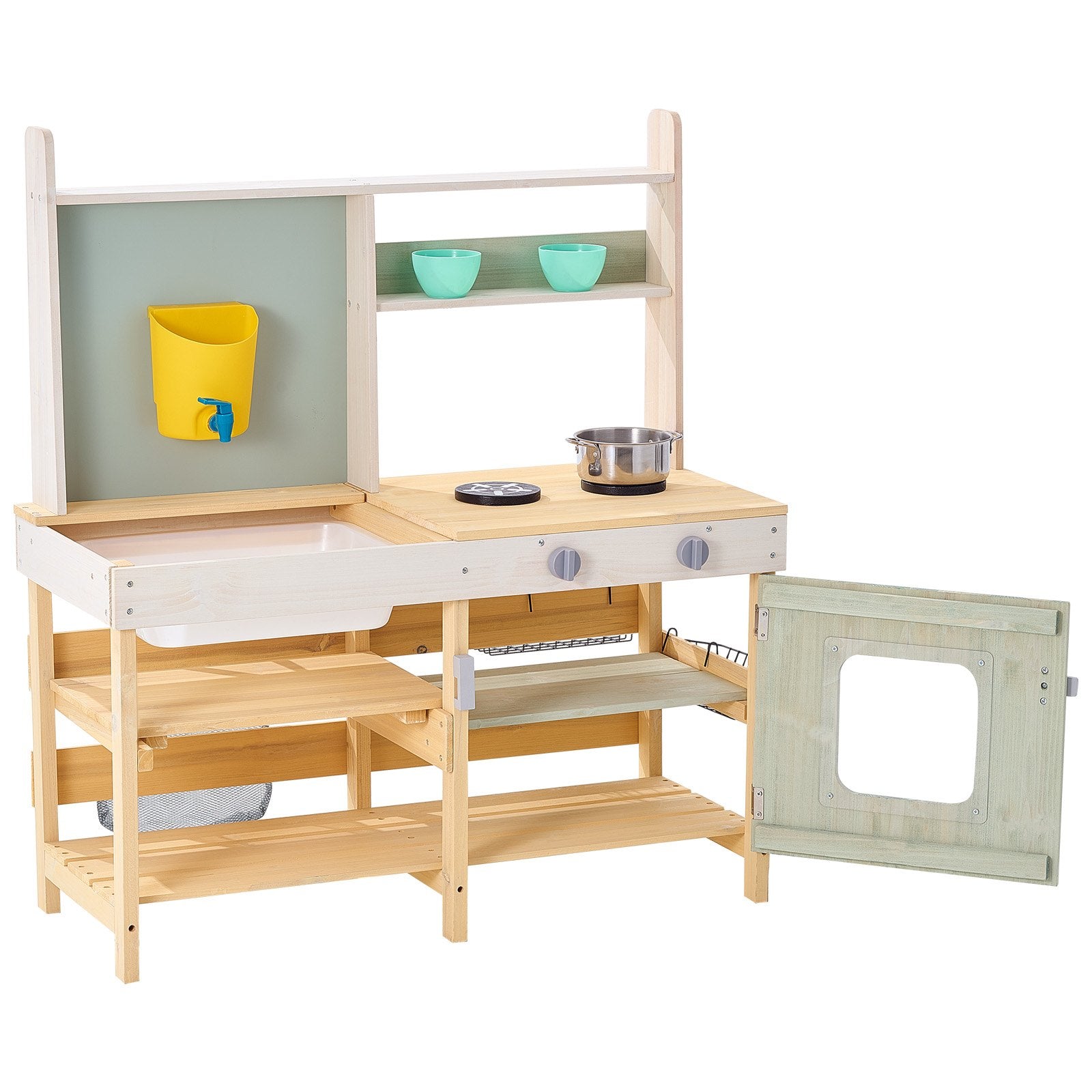 Pretend Play: VEVOR Wooden Mud Kitchen Outdoor Toy Play Kitchen Set for Kids Pretend Playset