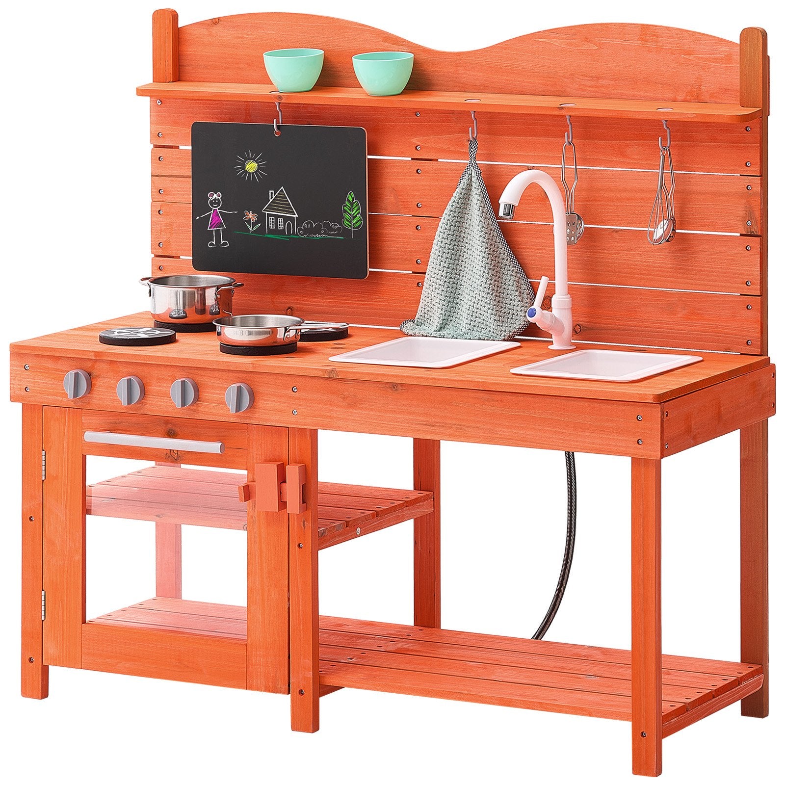 Pretend Play: VEVOR Wooden Mud Kitchen Outdoor Toy Play Kitchen Set for Kids Pretend Playset