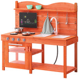 Pretend Play: VEVOR Wooden Mud Kitchen Outdoor Toy Play Kitchen Set for Kids Pretend Playset