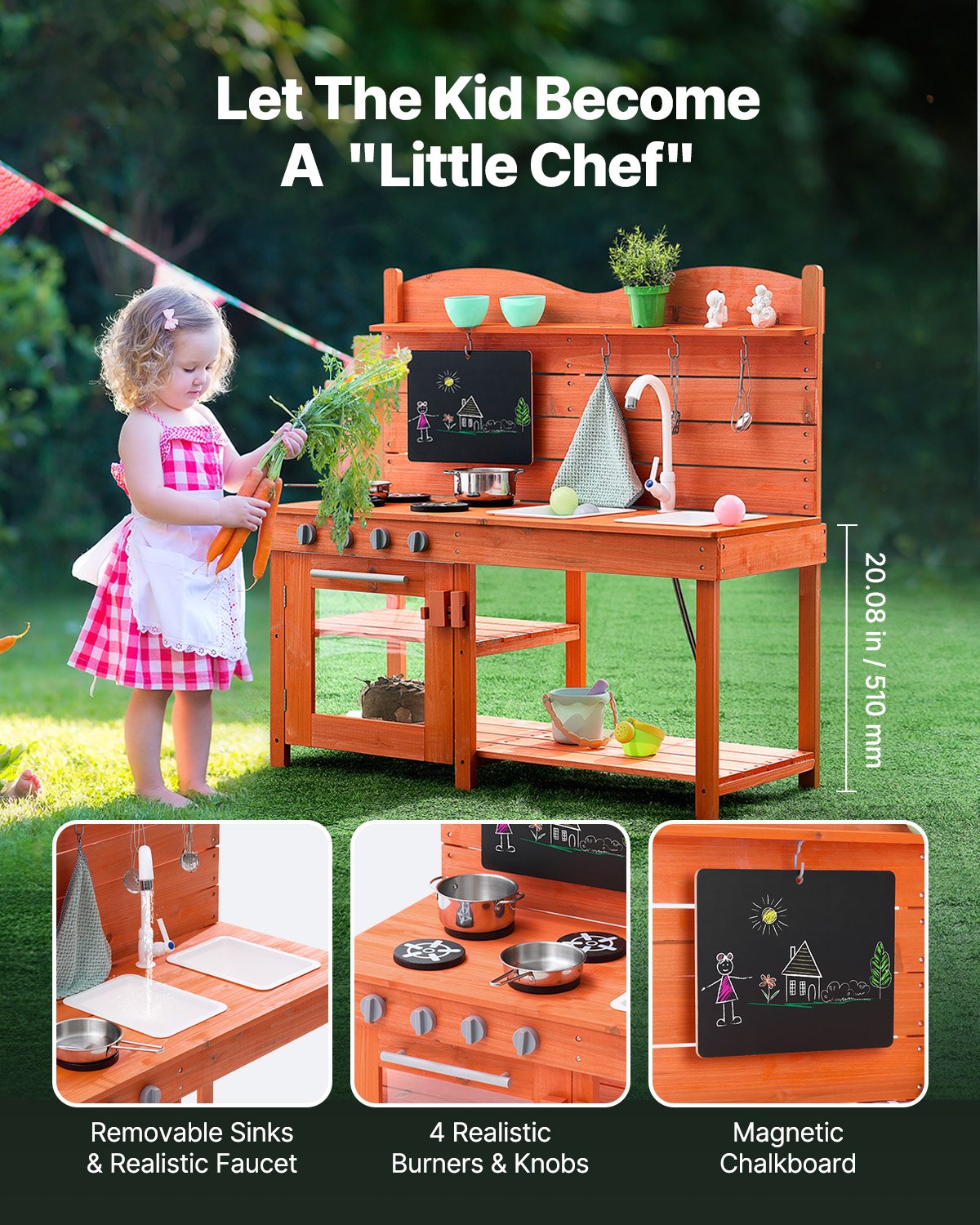Pretend Play: VEVOR Wooden Mud Kitchen Outdoor Toy Play Kitchen Set for Kids Pretend Playset