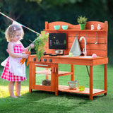Pretend Play: VEVOR Wooden Mud Kitchen Outdoor Toy Play Kitchen Set for Kids Pretend Playset