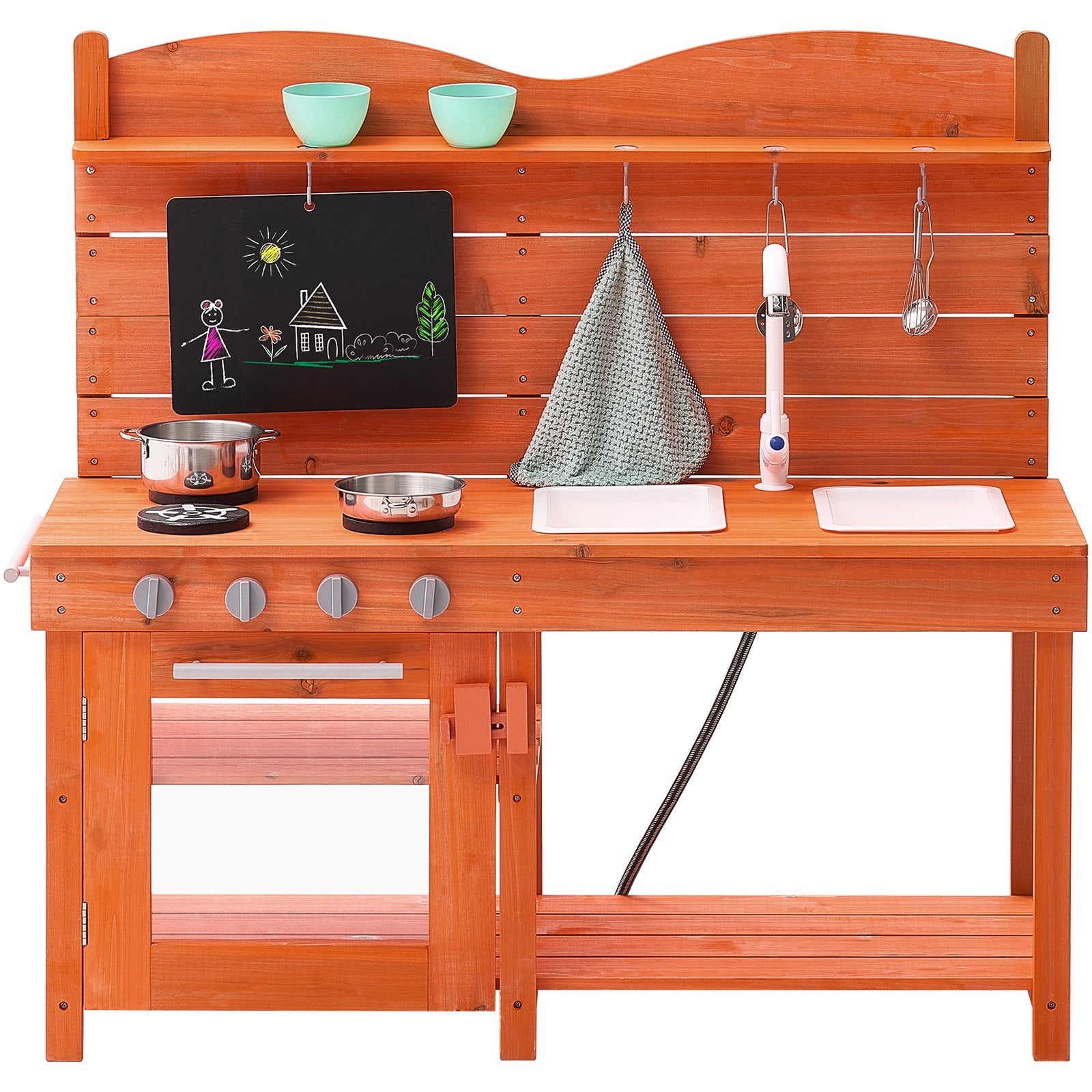 Pretend Play: VEVOR Wooden Mud Kitchen Outdoor Toy Play Kitchen Set for Kids Pretend Playset
