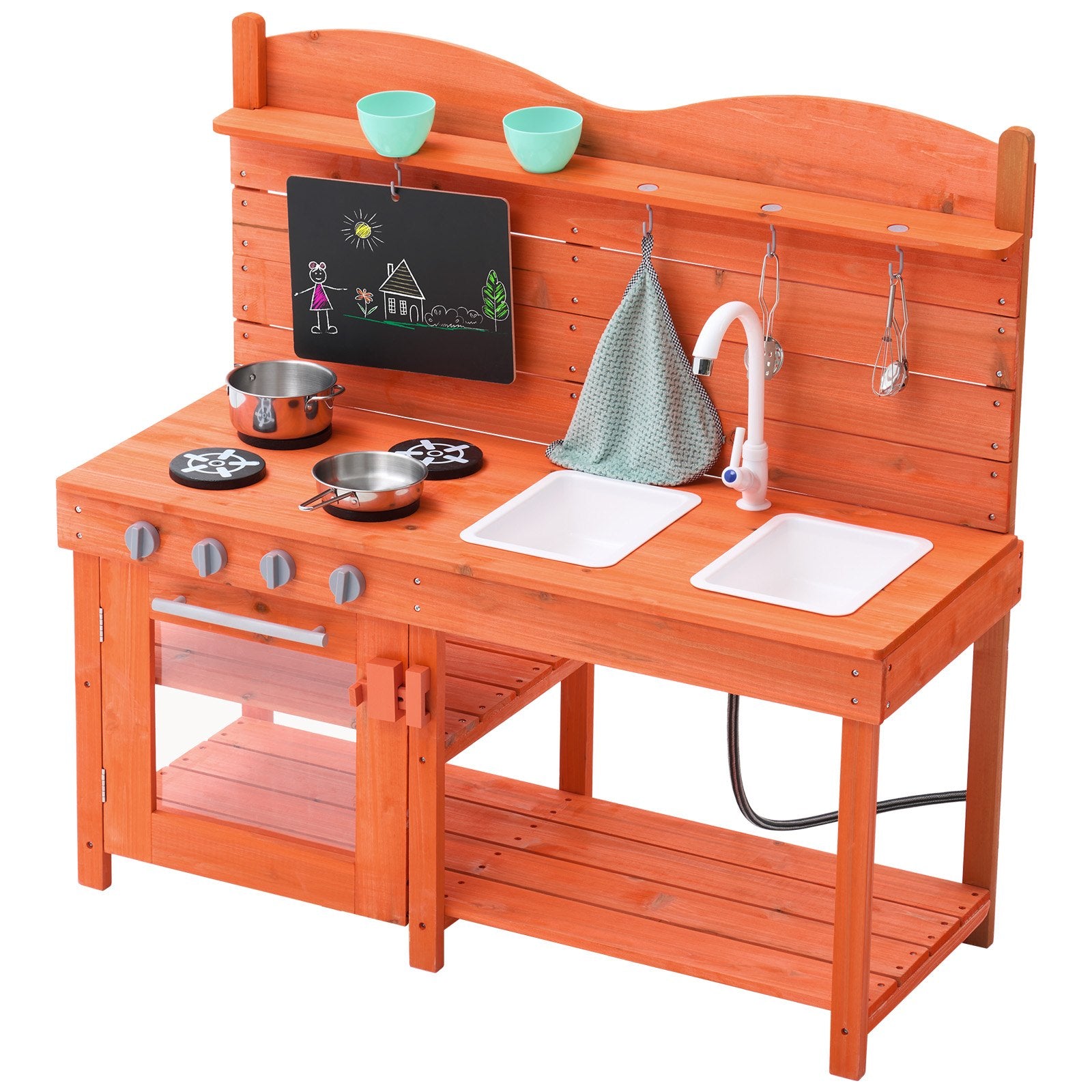 Pretend Play: VEVOR Wooden Mud Kitchen Outdoor Toy Play Kitchen Set for Kids Pretend Playset