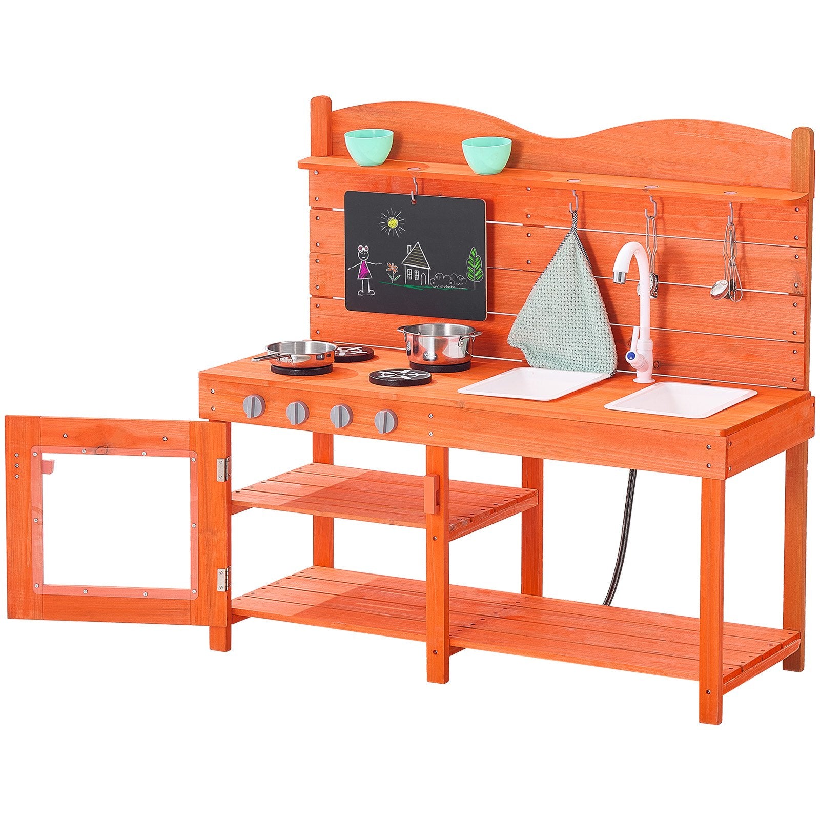 Pretend Play: VEVOR Wooden Mud Kitchen Outdoor Toy Play Kitchen Set for Kids Pretend Playset