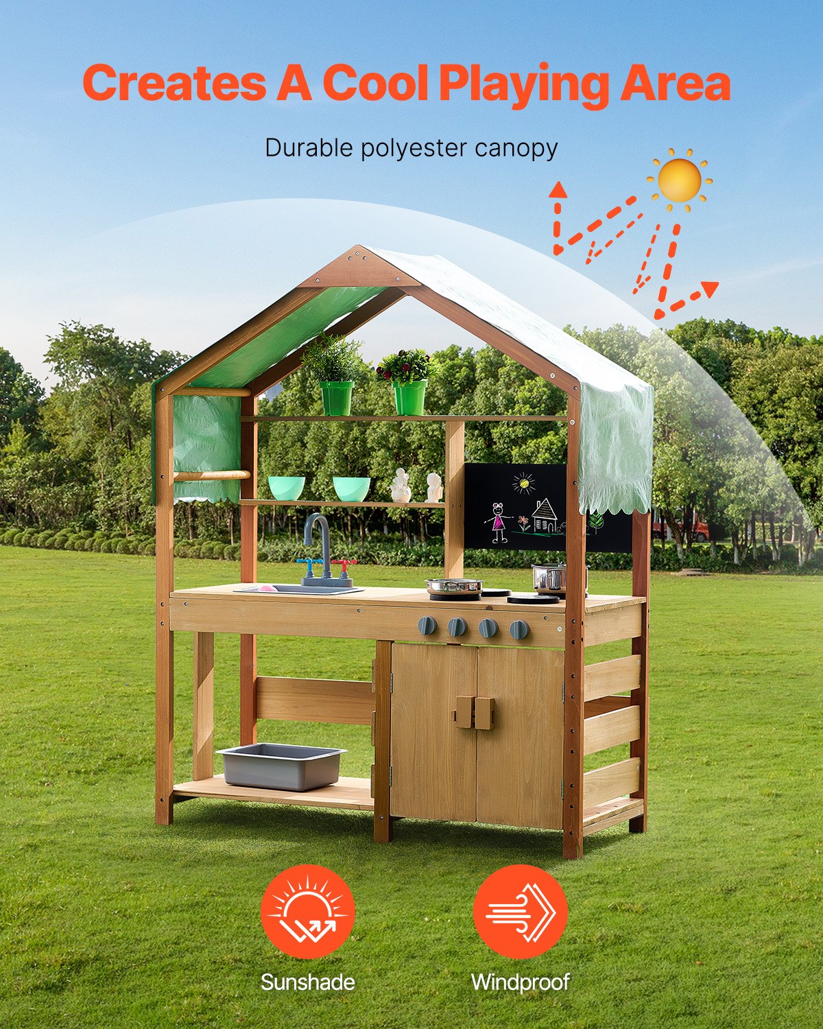 Pretend Play: VEVOR Wooden Mud Kitchen Outdoor Toy Play Kitchen Set for Kids Pretend Playset