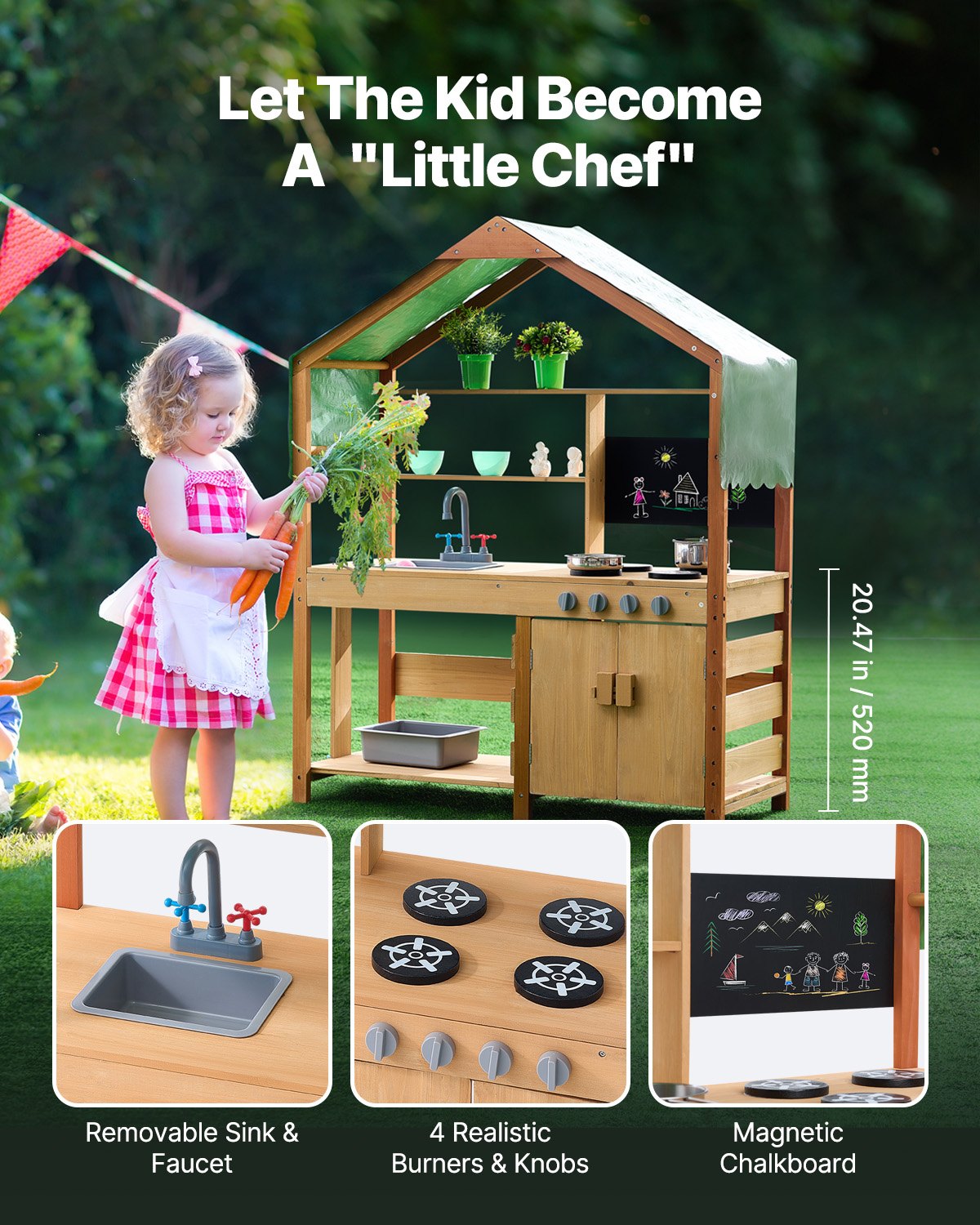 Pretend Play: VEVOR Wooden Mud Kitchen Outdoor Toy Play Kitchen Set for Kids Pretend Playset