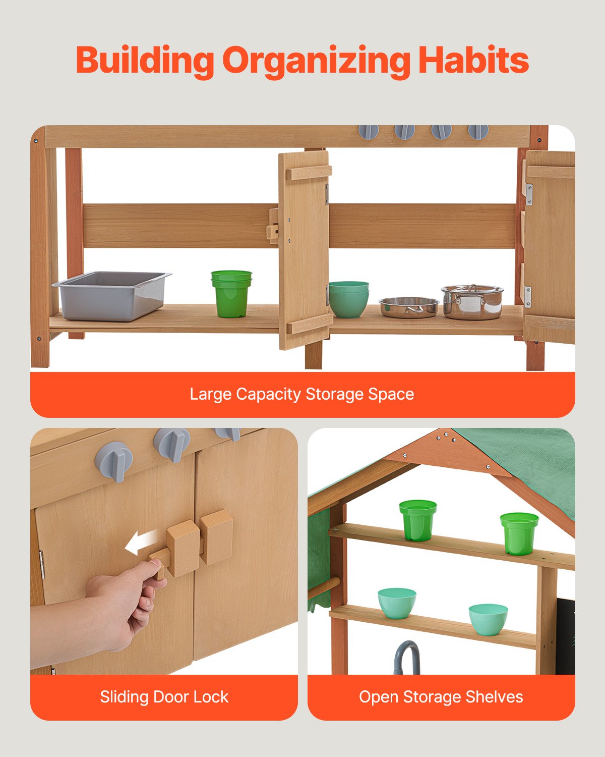 Pretend Play: VEVOR Wooden Mud Kitchen Outdoor Toy Play Kitchen Set for Kids Pretend Playset