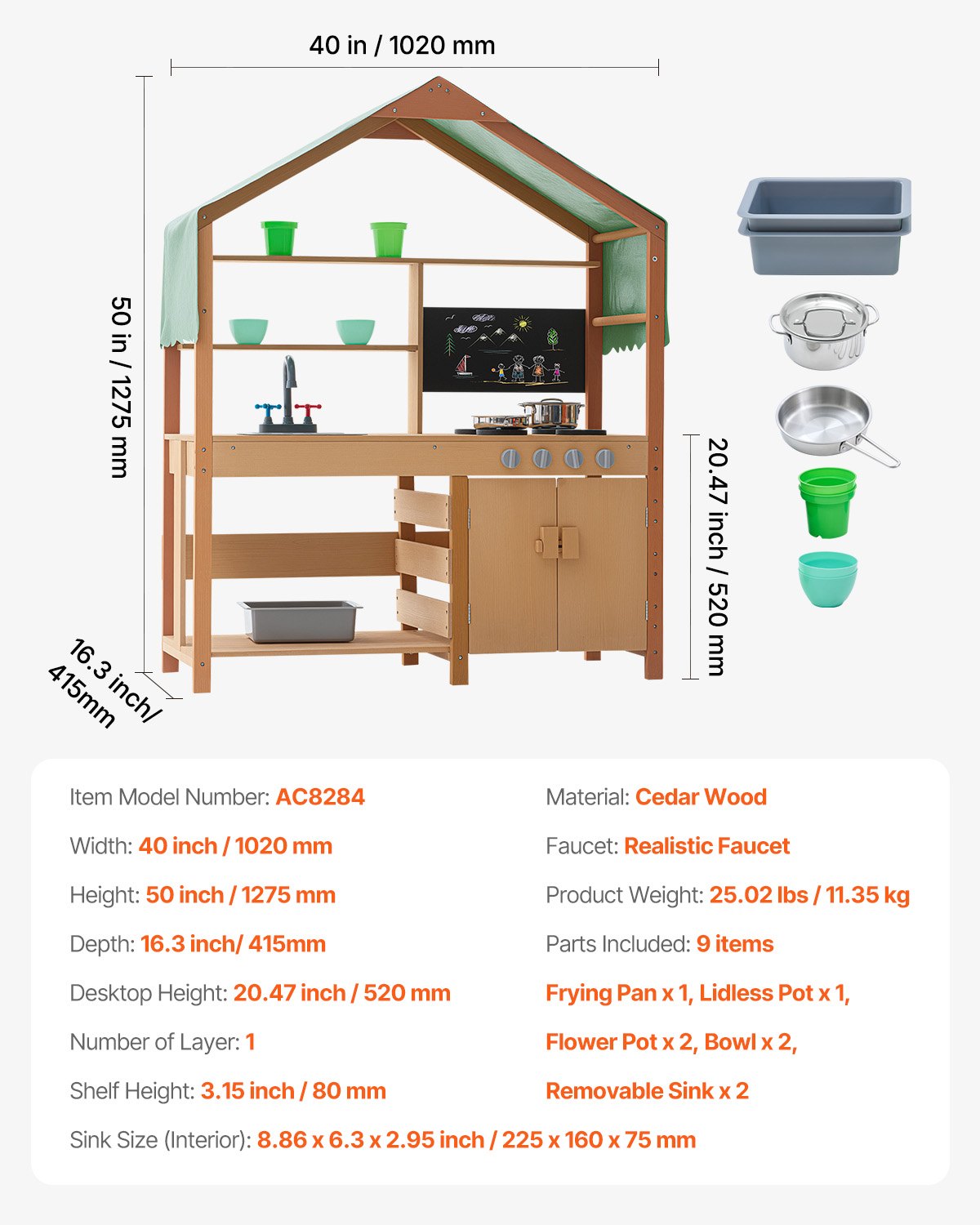 Pretend Play: VEVOR Wooden Mud Kitchen Outdoor Toy Play Kitchen Set for Kids Pretend Playset