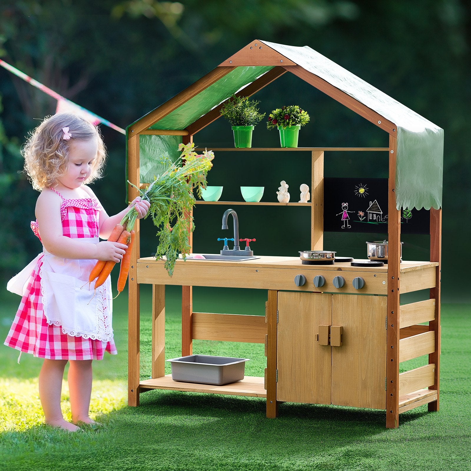 Pretend Play: VEVOR Wooden Mud Kitchen Outdoor Toy Play Kitchen Set for Kids Pretend Playset