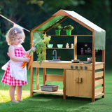 Pretend Play: VEVOR Wooden Mud Kitchen Outdoor Toy Play Kitchen Set for Kids Pretend Playset