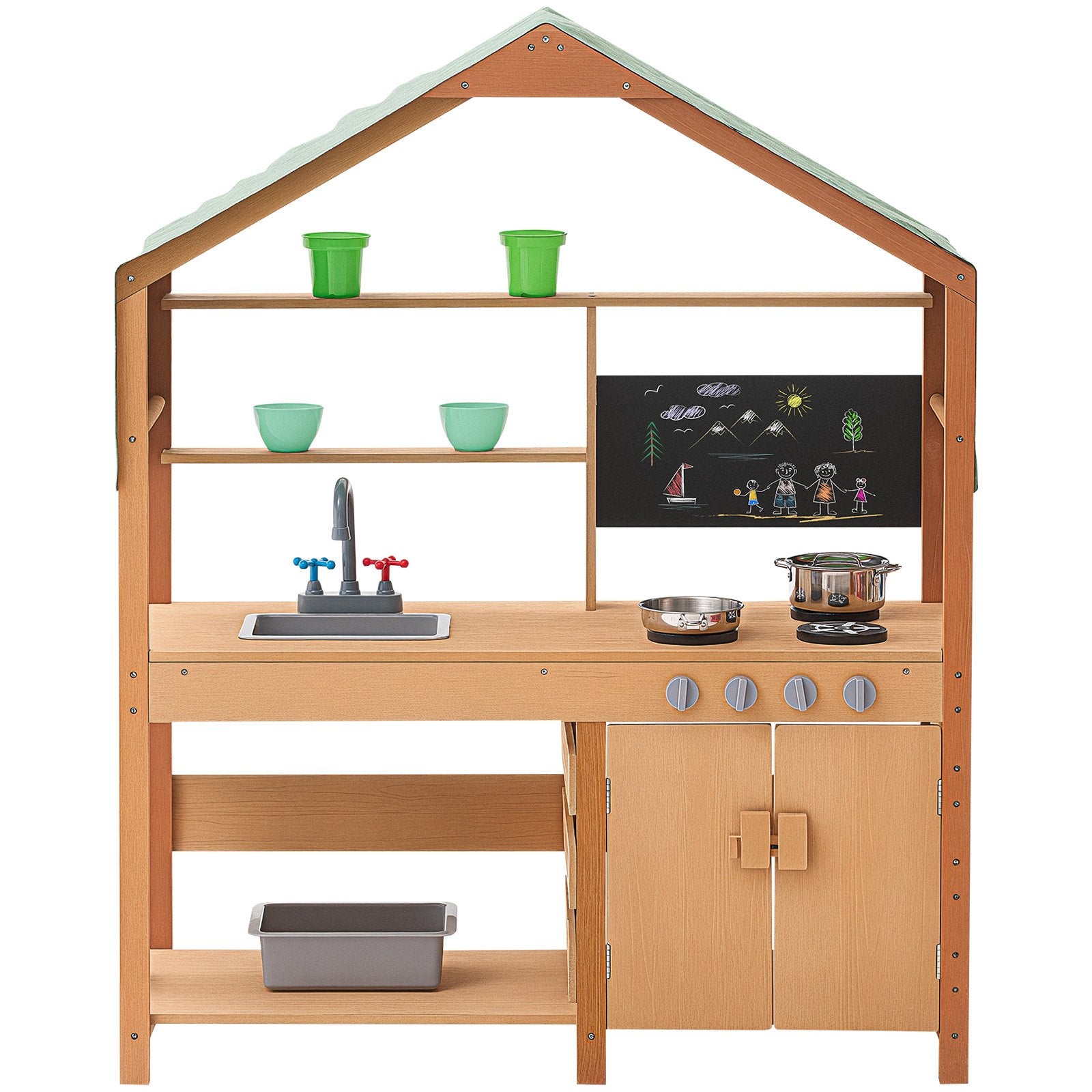 Pretend Play: VEVOR Wooden Mud Kitchen Outdoor Toy Play Kitchen Set for Kids Pretend Playset