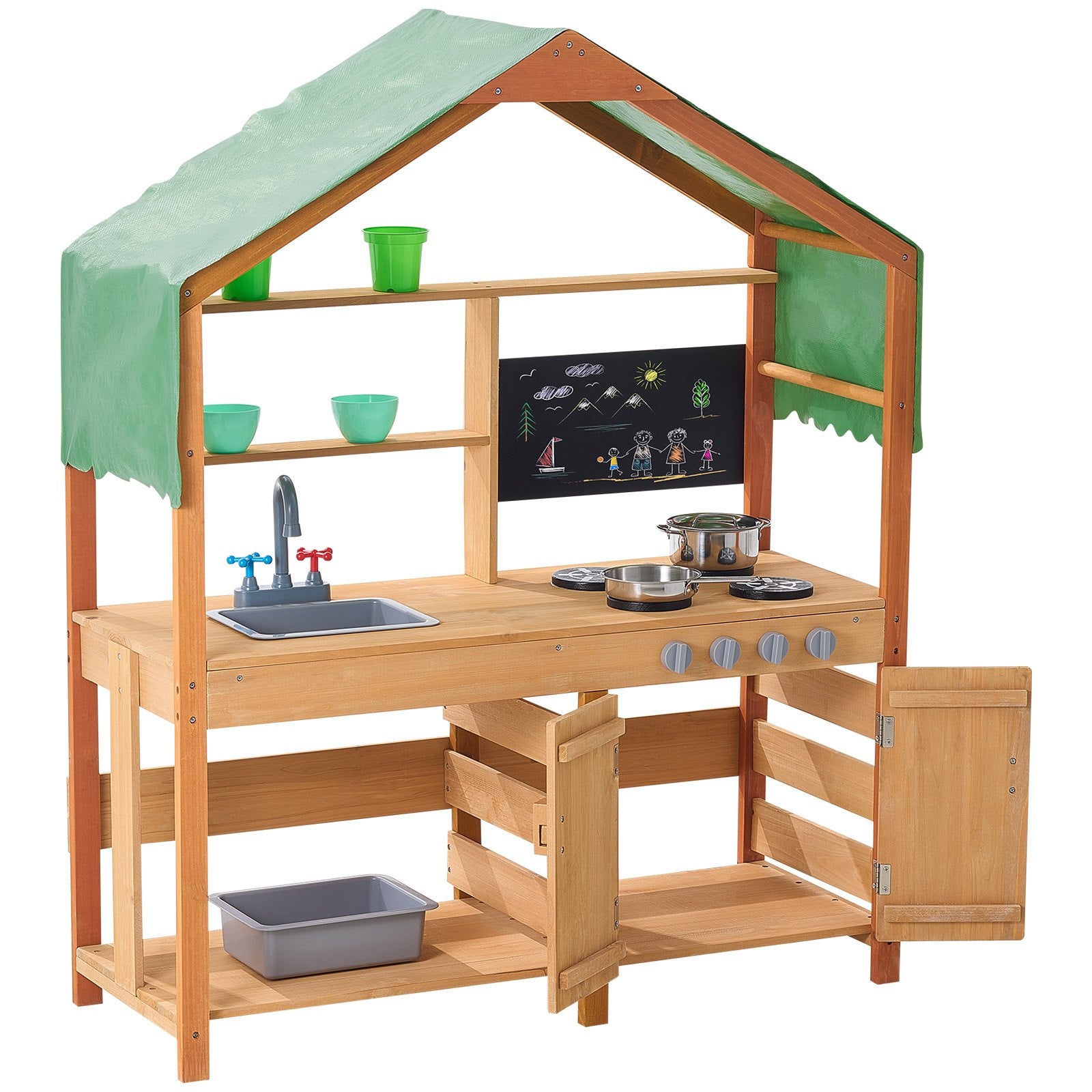 Pretend Play: VEVOR Wooden Mud Kitchen Outdoor Toy Play Kitchen Set for Kids Pretend Playset