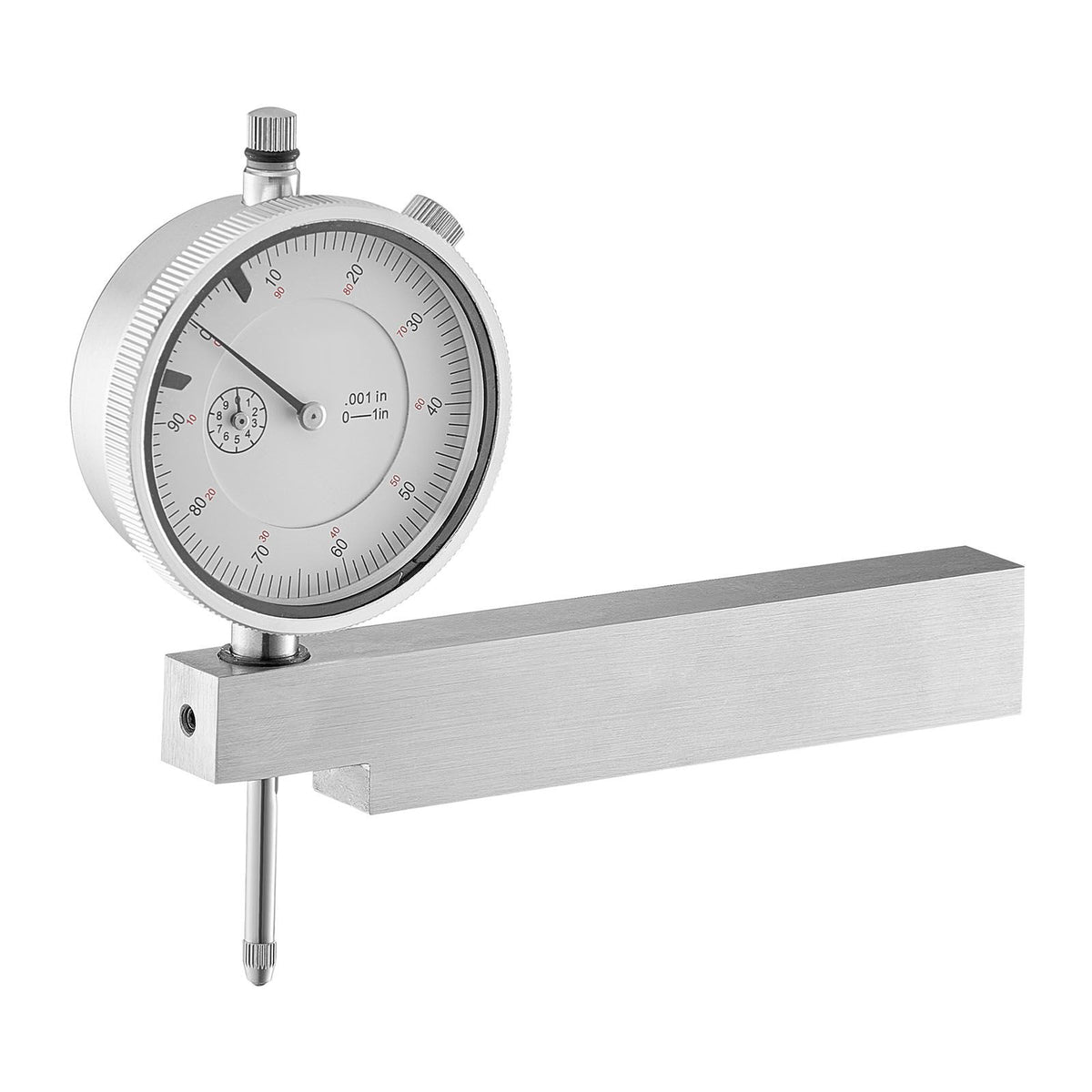Dial Test Indicator with Metal Base, 0.03 mm Accuracy, 0-25.4mm Range, Easy to Read Large Dial, Professional for Narrow Area Measurement, Industrial Machining & Inspection, Precision Testing