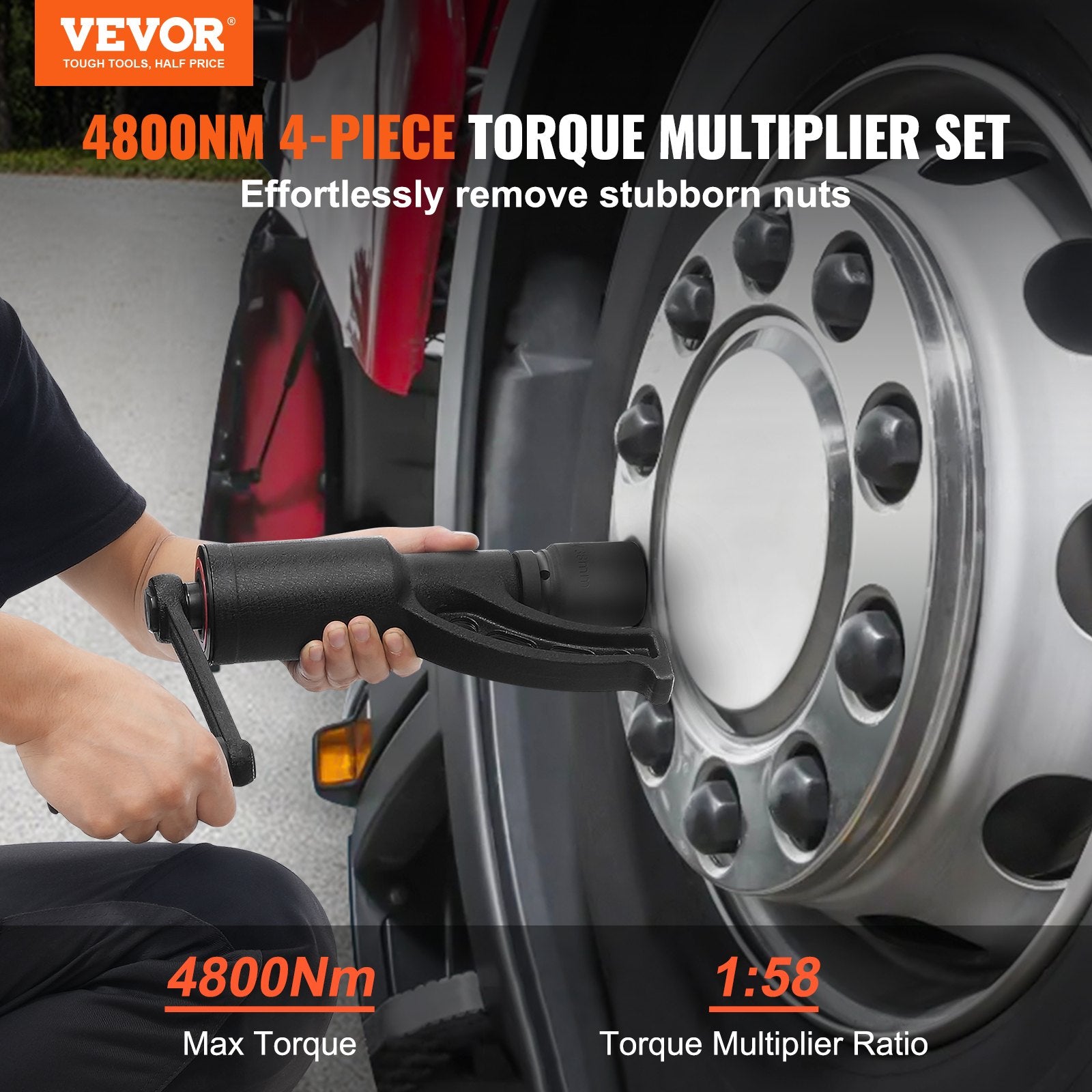 Automotive Repair & Speciality Tools: VEVOR Torque Multiplier, Heavy Duty Torque Multiplier Wrench Set, 1 Inch Drive Lug Nut Wrench Torque Multiplier, 1:58 4800N.m Lug Nut Remover, with 4 Sockets and Storage Case for Truck Trailer RV