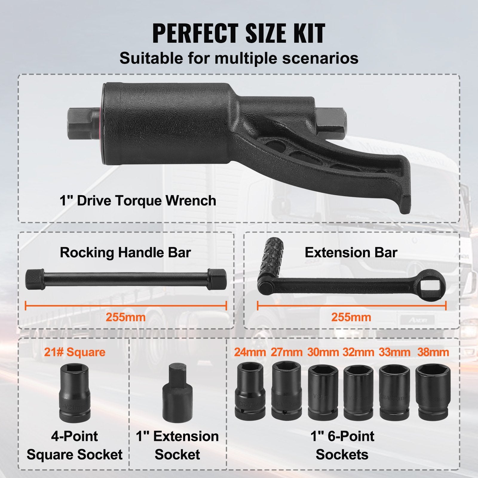 Automotive Repair & Speciality Tools: VEVOR Torque Multiplier, Heavy Duty Torque Multiplier Wrench Set, 1 Inch Drive Lug Nut Wrench Torque Multiplier, 1:58 4800N.m Lug Nut Remover, with 8 Sockets and Storage Case for Truck Trailer RV
