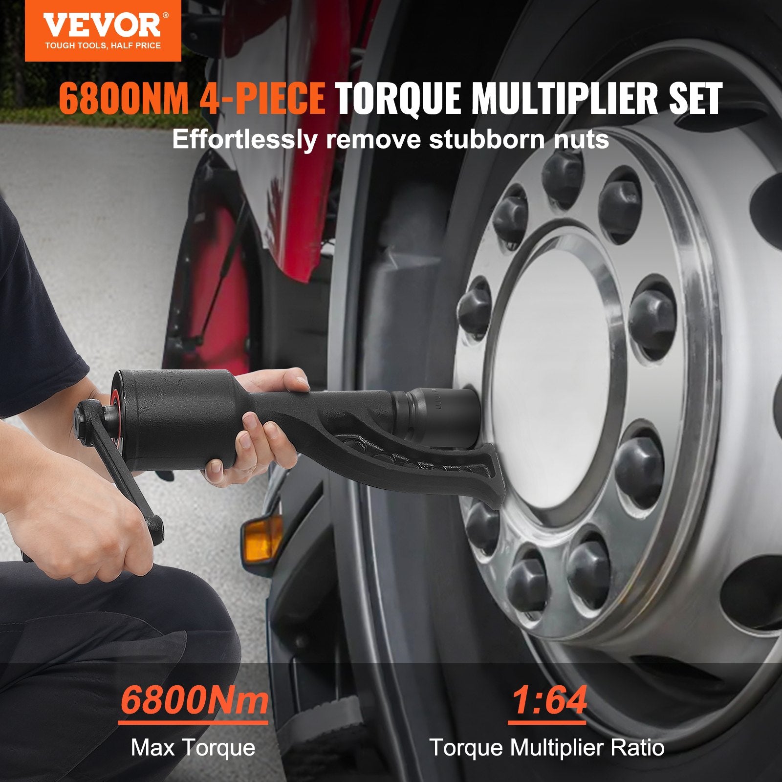 Automotive Repair & Speciality Tools: VEVOR Torque Multiplier, Heavy Duty Torque Multiplier Wrench Set, 1 Inch Drive Lug Nut Wrench Torque Multiplier, 1:64 6800N.m Lug Nut Remover, with 4 Sockets and Storage Case for Truck Trailer RV