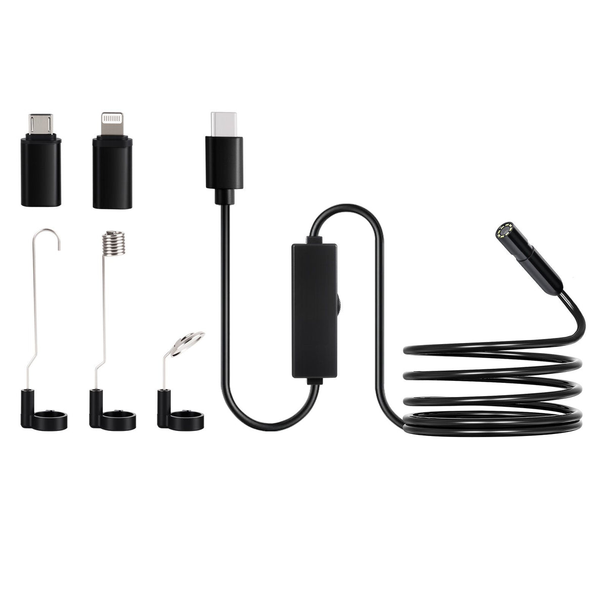 Endoscope Camera with Light, 1920P HD Borescope for Android & IOS, 8 LED Lights Inspection Camera with 3m Semi-Rigid Cable, 2X Zoom, IP67 Waterproof Snake Scope Cameras for Auto, Plumbing