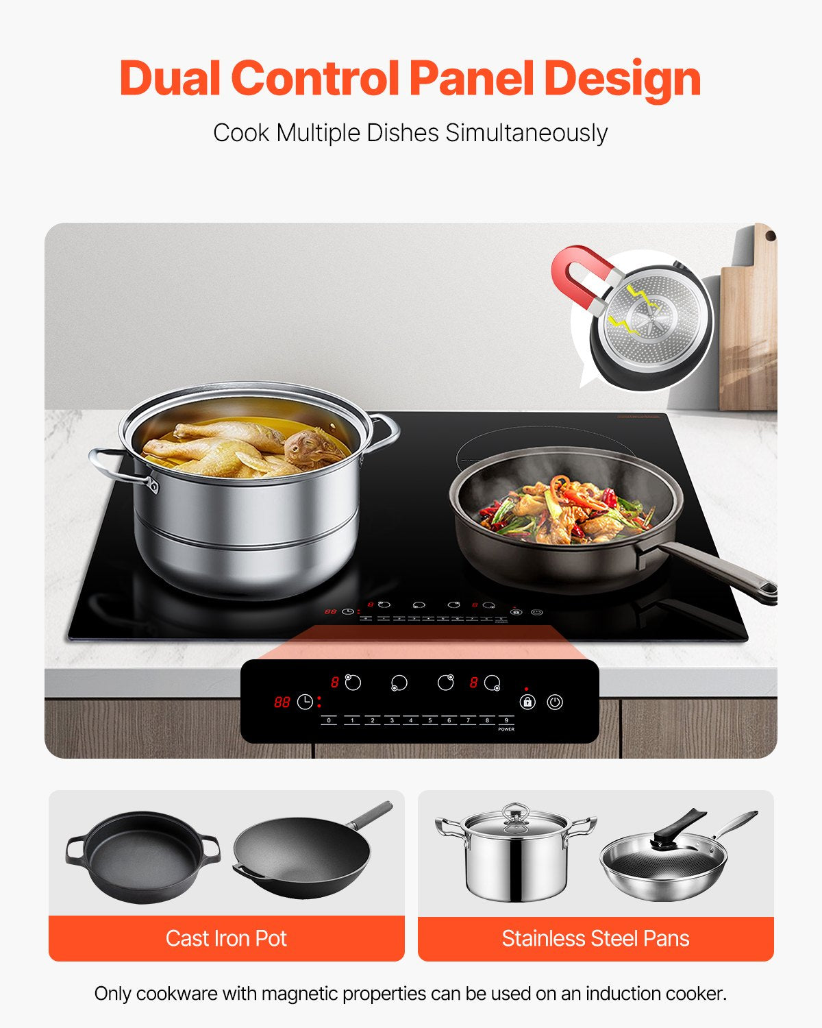 6000W 4 Burner Induction Cooktop Electric Countertop Burner Touch Control