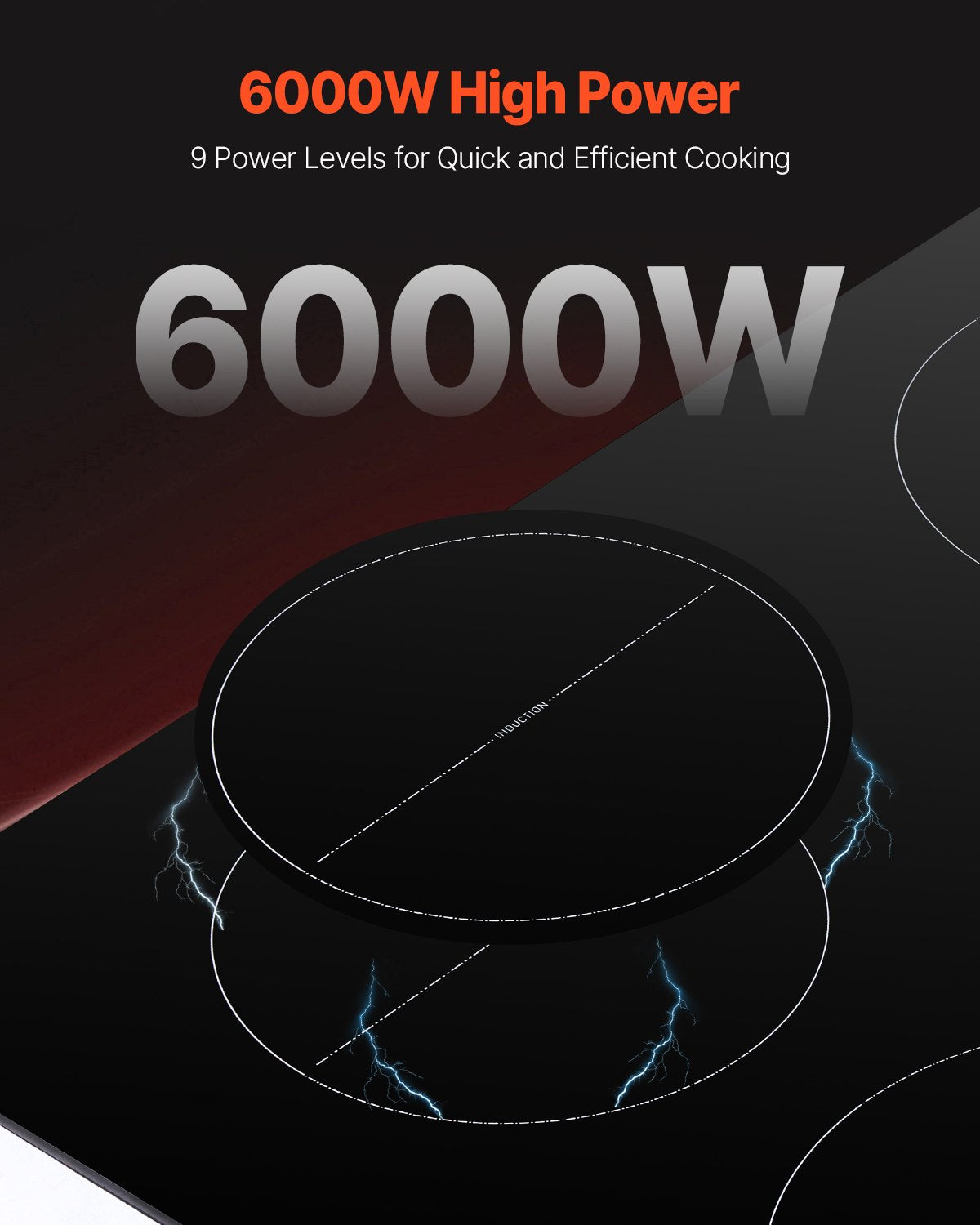 6000W 4 Burner Induction Cooktop Electric Countertop Burner Touch Control