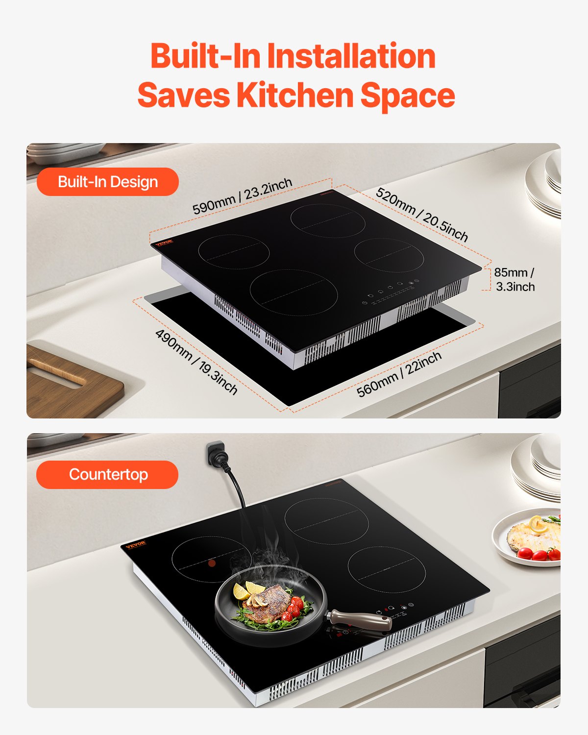 6000W 4 Burner Induction Cooktop Electric Countertop Burner Touch Control