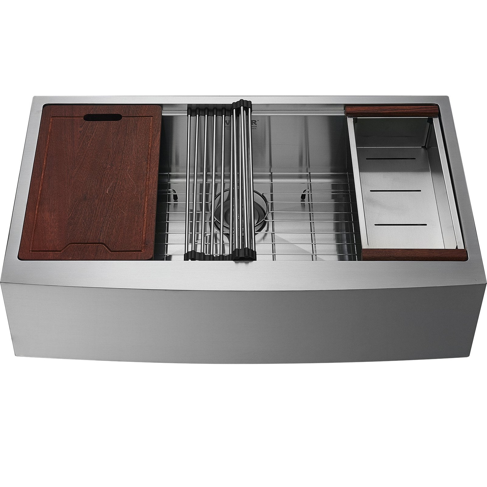 Kitchen & Bathroom DIY: VEVOR Farmhouse Kitchen Sink, 304 Stainless Steel Drop-In Sinks, Top Mount Single Bowl Basin with Ledge & Accessories, Household Dishwasher Sinks for Workstation, Prep Kitchen, and Bar Sink, 30 inch