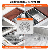 Kitchen & Bathroom DIY: VEVOR Farmhouse Kitchen Sink, 304 Stainless Steel Drop-In Sinks, Top Mount Single Bowl Basin with Ledge & Accessories, Household Dishwasher Sinks for Workstation, Prep Kitchen, and Bar Sink, 30 inch