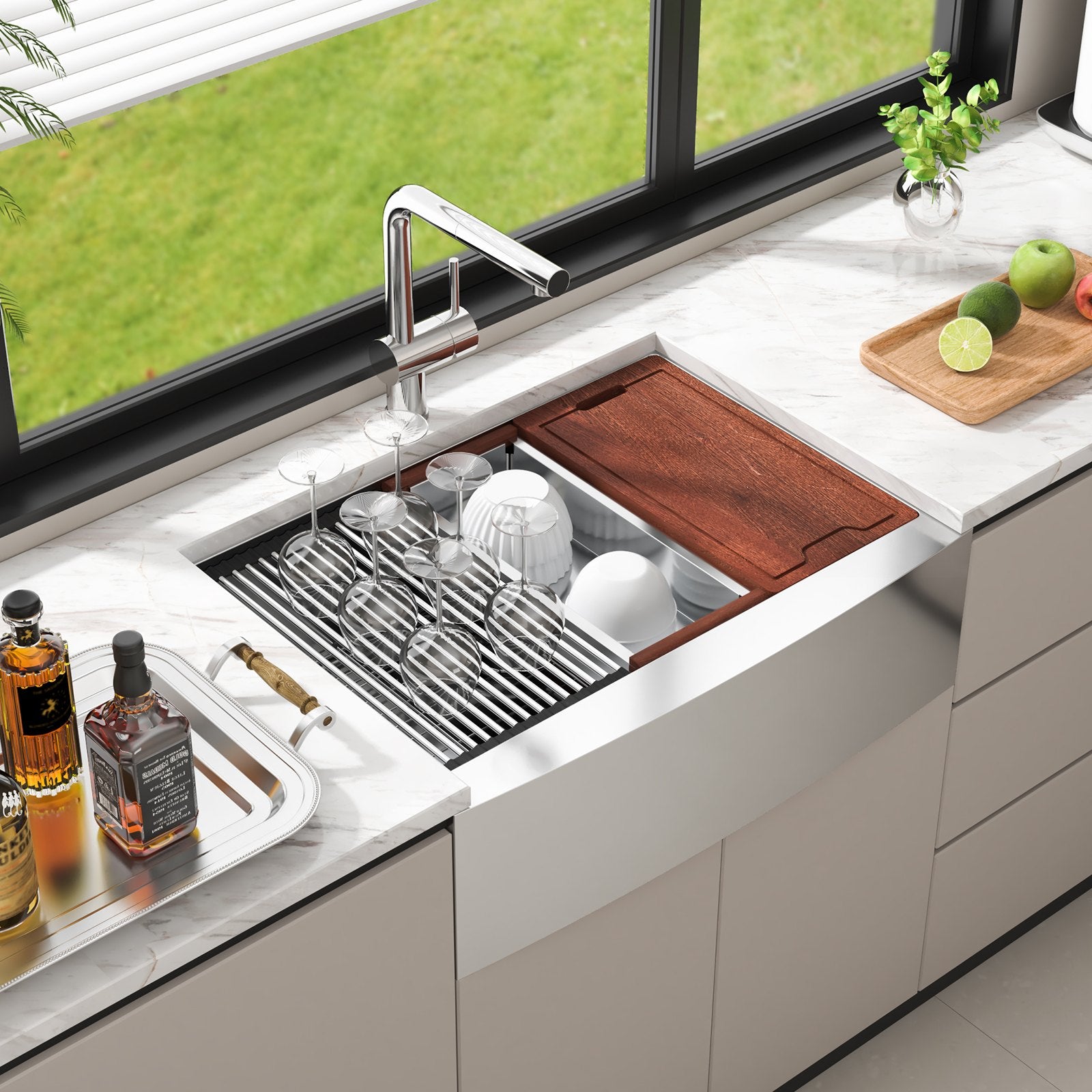Kitchen & Bathroom DIY: VEVOR Farmhouse Kitchen Sink, 304 Stainless Steel Drop-In Sinks, Top Mount Single Bowl Basin with Ledge & Accessories, Household Dishwasher Sinks for Workstation, Prep Kitchen, and Bar Sink, 30 inch