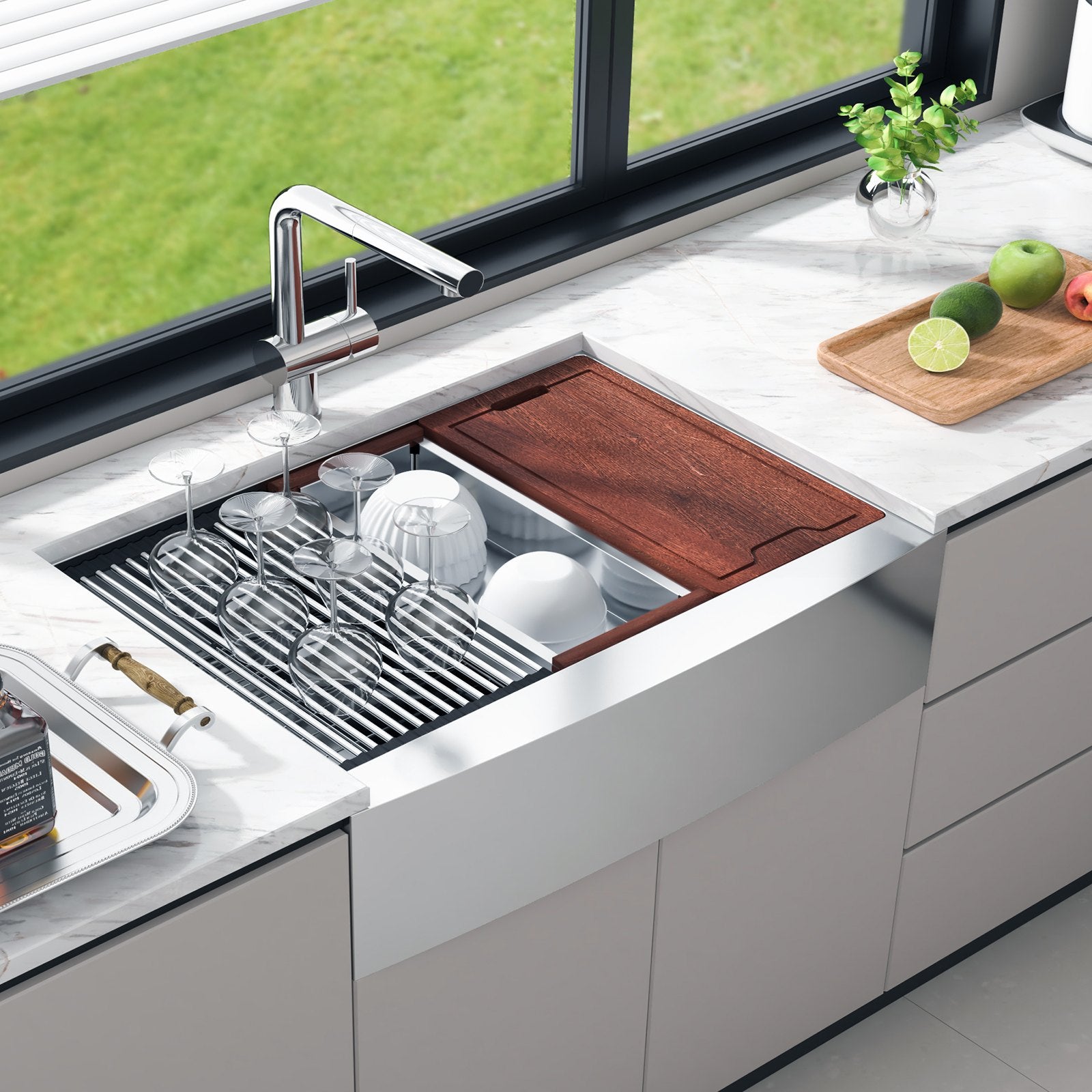 Kitchen & Bathroom DIY: VEVOR Farmhouse Kitchen Sink, 304 Stainless Steel Drop-In Sinks, Top Mount Single Bowl Basin with Ledge & Accessories, Household Dishwasher Sinks for Workstation, Prep Kitchen, and Bar Sink, 36 inch