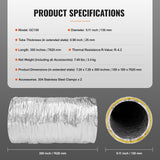 Cat Scratching Posts: VEVOR Dryer Vent Hose, 127MM Insulated Flexible Duct 7.62M Long with 2 Duct Clamps, Heavy-Duty Three Layer Protection for HVAC Heating Cooling Ventilation and Exhaust, R-4.2 Flame Resistance Value