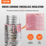 Air Compressors Accessories: VEVOR Dryer Vent Hose, 152.4MM Insulated Flexible Duct 7.62M Long with 2 Duct Clamps, Heavy-Duty Three Layer Protection for HVAC Heating Cooling Ventilation and Exhaust, R-6.0 Flame Resistance Value