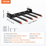 Automotive Parts: VEVOR Clamp on Debris Forks to 1200 mm Bucket, 1200 kg Capacity Heavy Duty Clamp on Pallet Forks Attachments, Fit for Loader Bucket Skidsteer Tractor to Clean up Fallen Limbs Debris or Yard Wwaste
