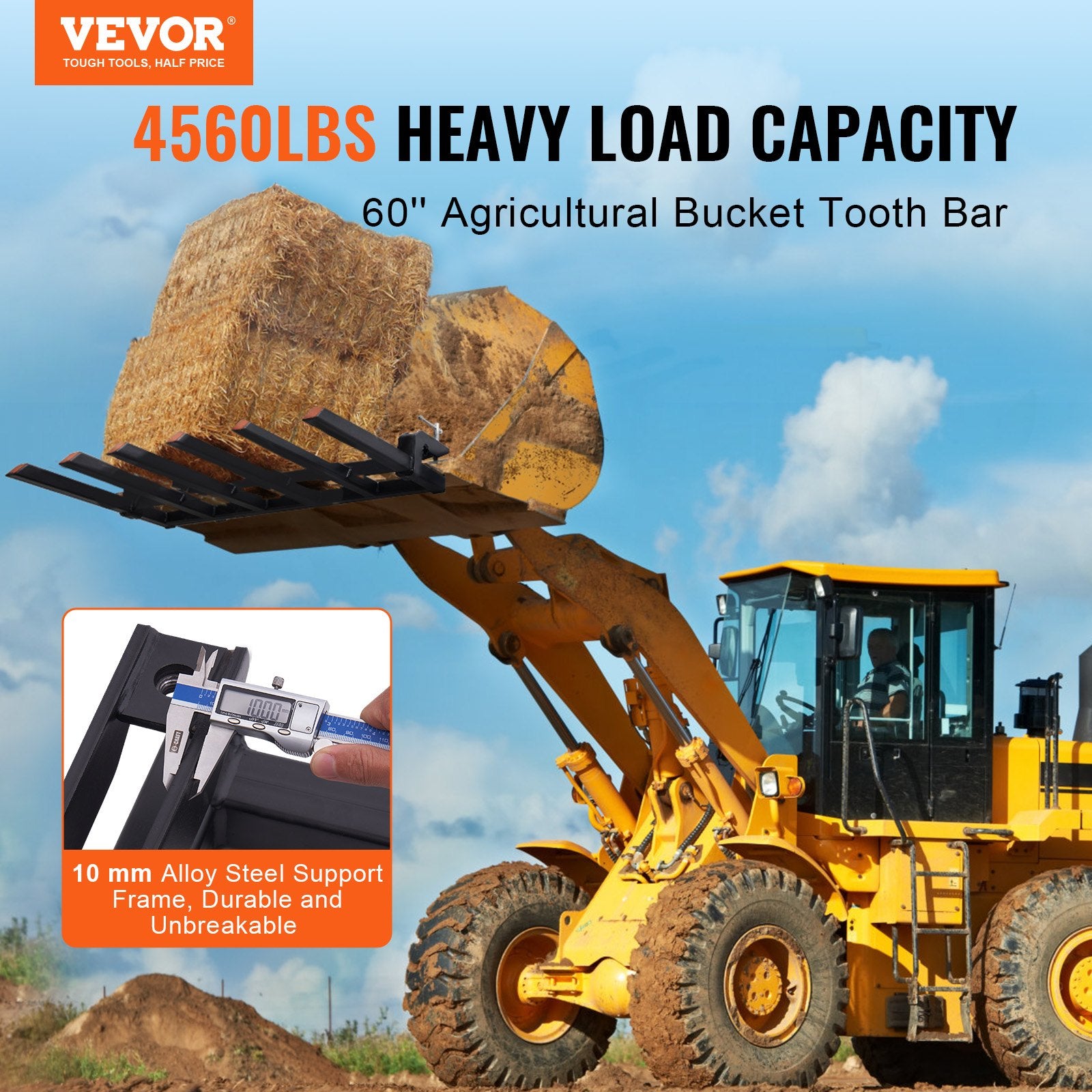 Automotive Parts: VEVOR Clamp on Debris Forks to 1500 mm Bucket, 2000 kg Capacity Heavy Duty Clamp on Pallet Forks Bucket, Fit for Loader Bucket Skidsteer Tractor to Clean up Fallen Limbs Debris or Yard Wwaste