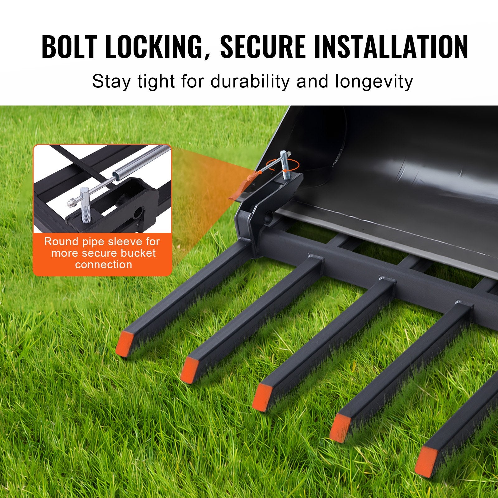 Automotive Parts: VEVOR Clamp on Debris Forks to 1500 mm Bucket, 2000 kg Capacity Heavy Duty Clamp on Pallet Forks Bucket, Fit for Loader Bucket Skidsteer Tractor to Clean up Fallen Limbs Debris or Yard Wwaste