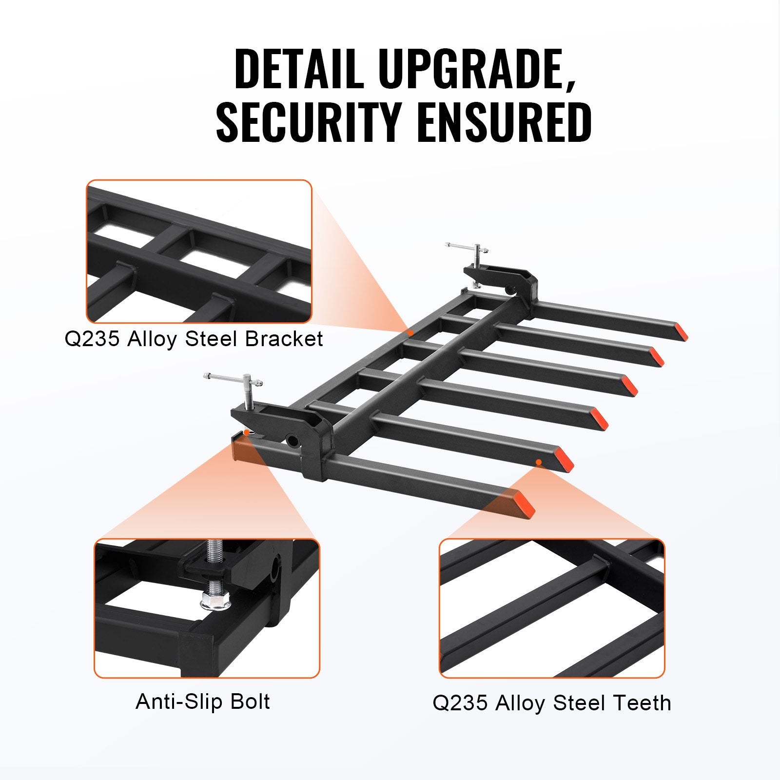 Automotive Parts: VEVOR Clamp on Debris Forks to 1500 mm Bucket, 2000 kg Capacity Heavy Duty Clamp on Pallet Forks Bucket, Fit for Loader Bucket Skidsteer Tractor to Clean up Fallen Limbs Debris or Yard Wwaste