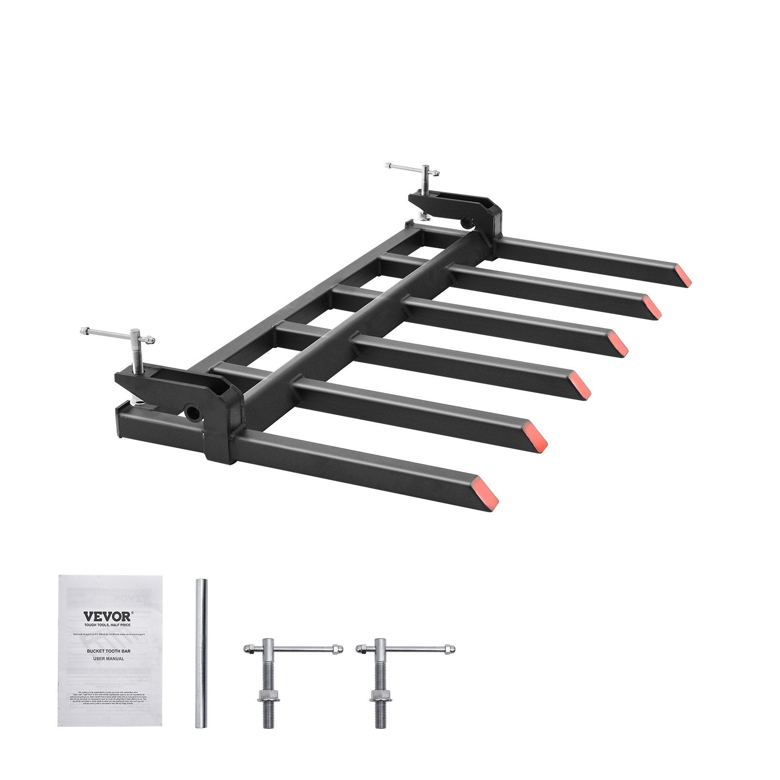 Automotive Parts: VEVOR Clamp on Debris Forks to 1500 mm Bucket, 2000 kg Capacity Heavy Duty Clamp on Pallet Forks Bucket, Fit for Loader Bucket Skidsteer Tractor to Clean up Fallen Limbs Debris or Yard Wwaste