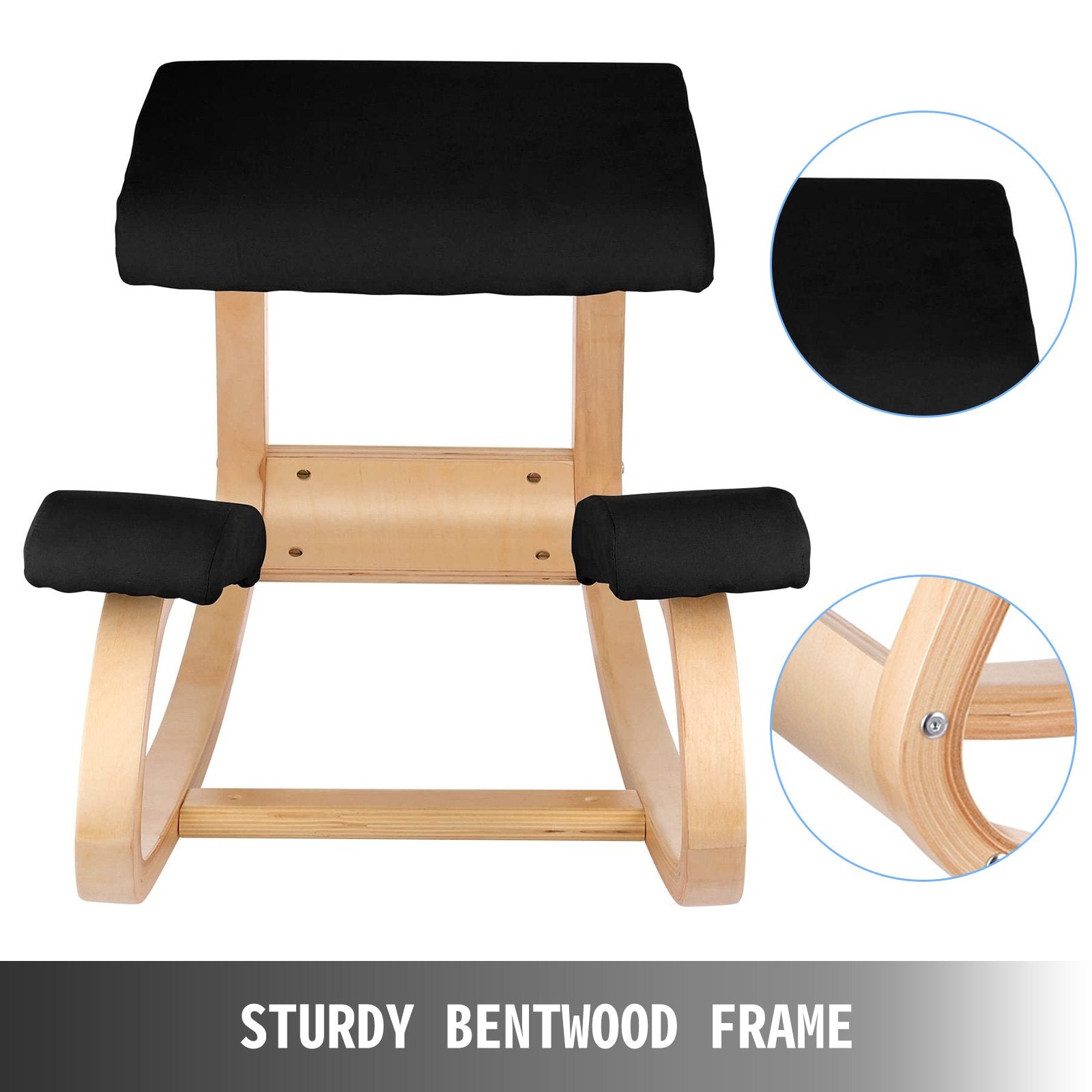 Back Care: VEVOR Wooden Ergonomic Kneeling Chair Memory Seat Cushion Relieving Body Black